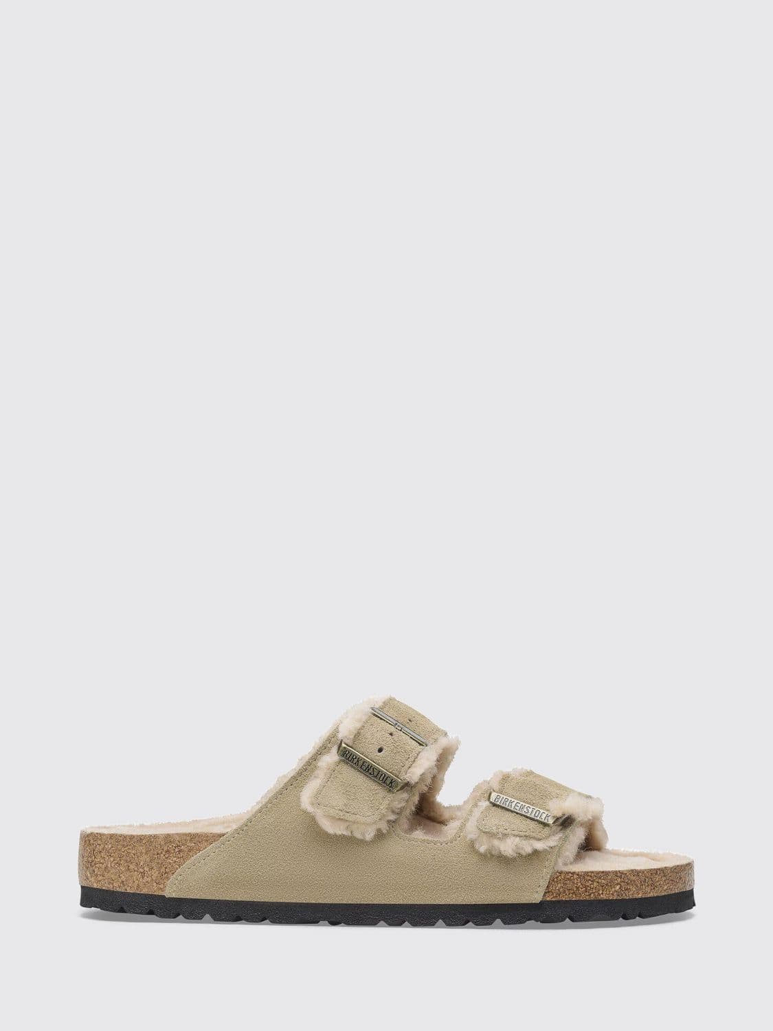 Birkenstock Arizona Suede Sandals with Shearling Lining and Buckles