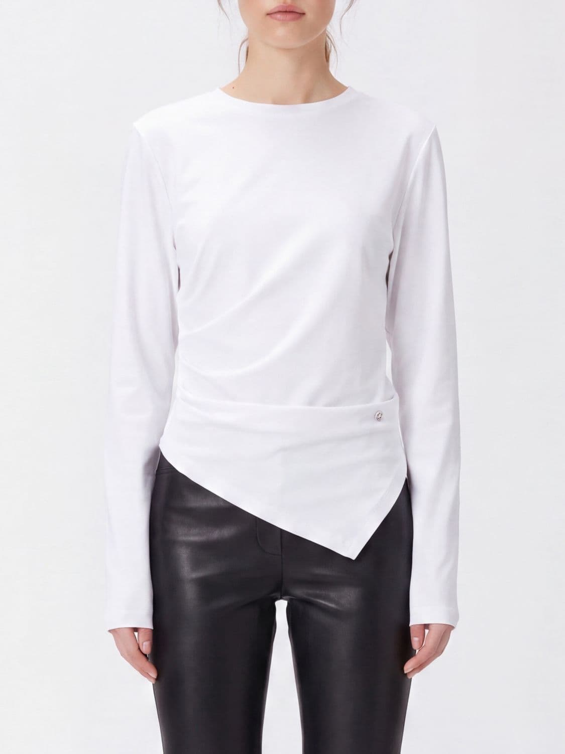 Ganni Asymmetric Long-Sleeved T-Shirt in Organic Cotton