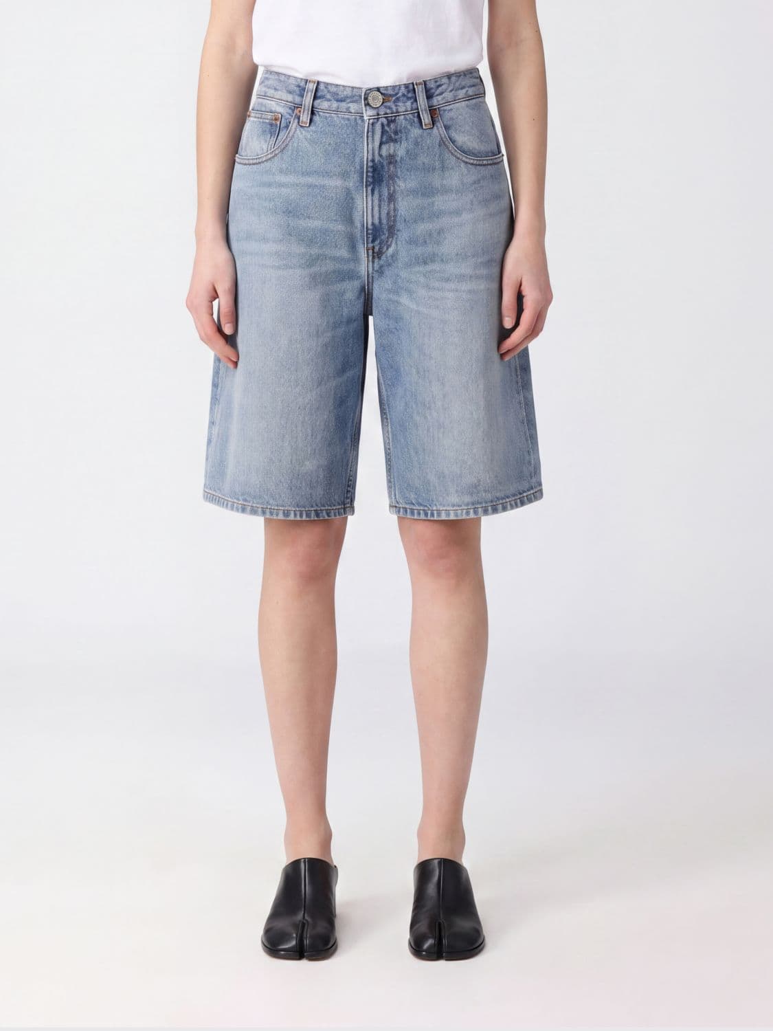 Mm6 Maison Margiela High-Waisted Five-Pocket Denim Bermuda Shorts