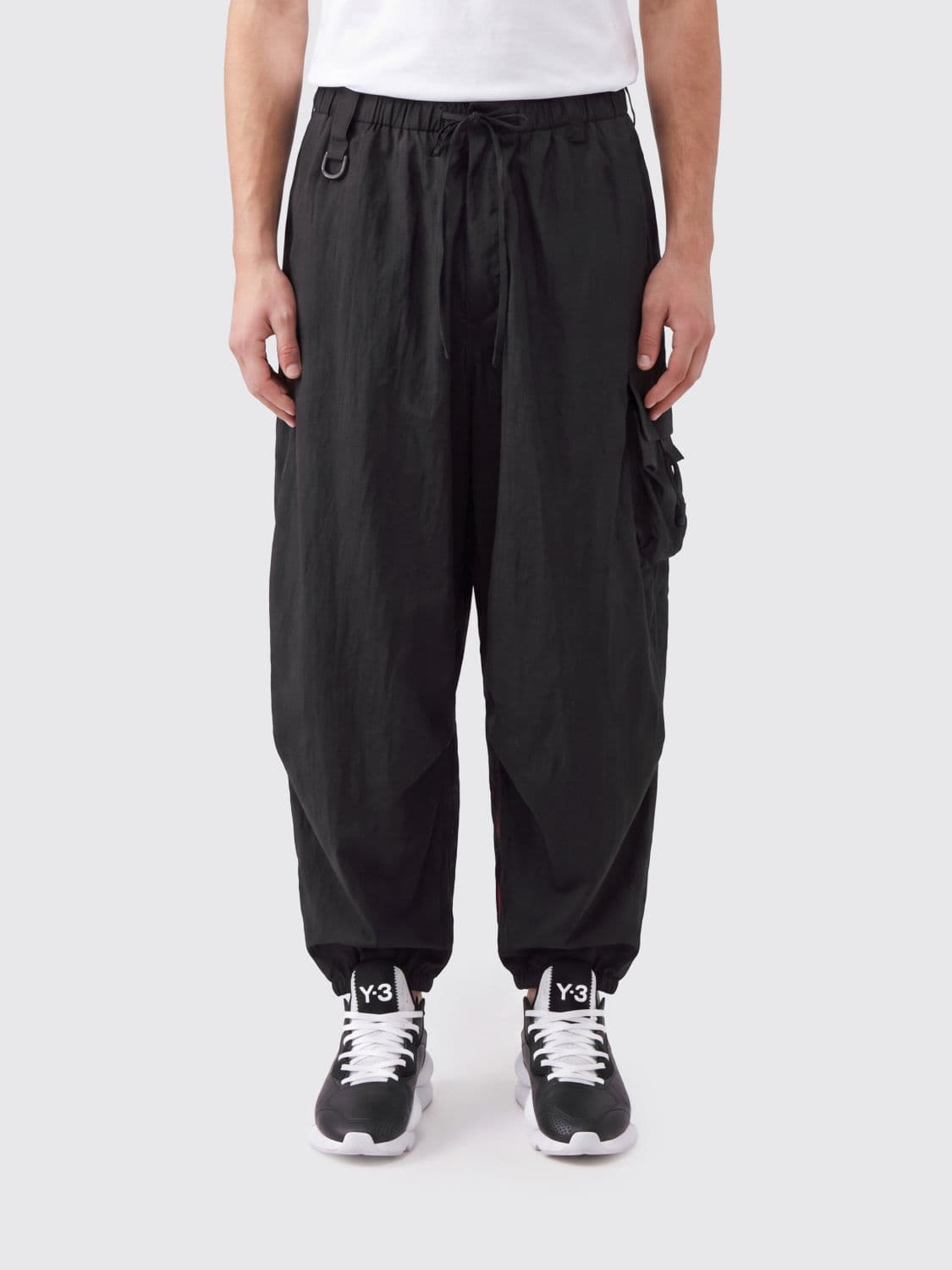 Y-3 Wide-Leg Technical Fabric Cargo Trousers with Drawstring Waist