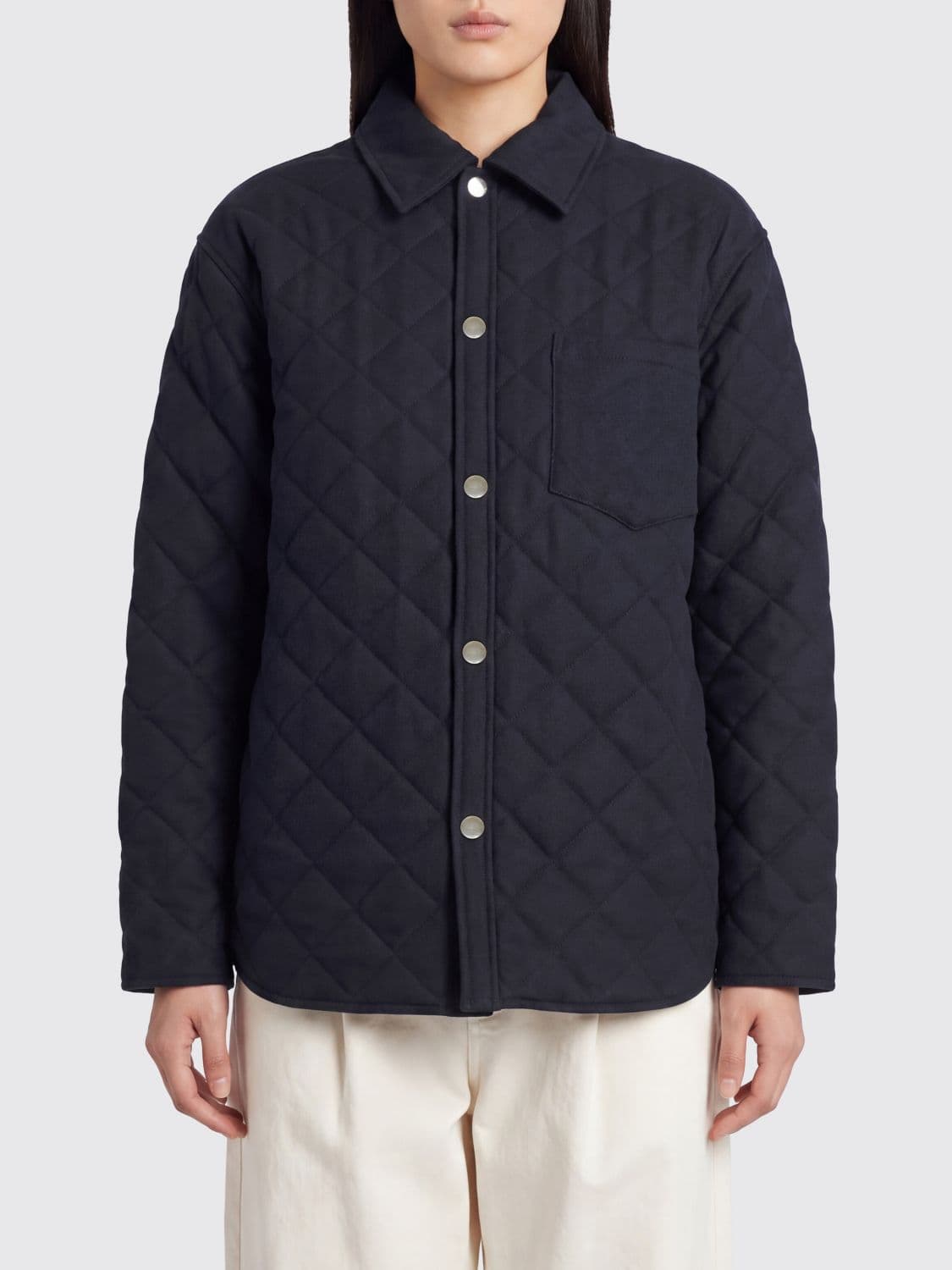 A.p.c. A. P.C. Quilted Wool Blend Shirt Jacket with Classic Collar