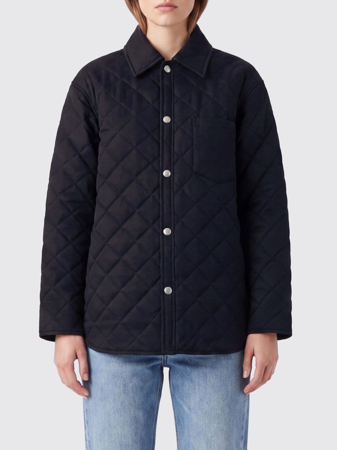A.p.c. A. P.C. Quilted Wool Blend Shirt Jacket with Classic Collar