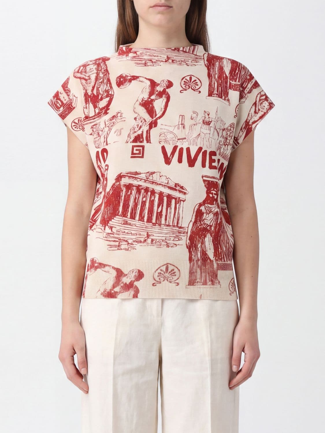 Vivienne Westwood Cotton and Cashmere Blend T-Shirt with Front Graphic Print · S