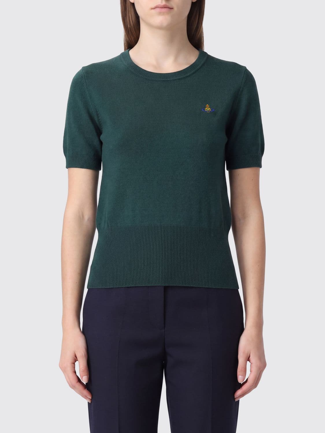 Vivienne Westwood Slim Fit Cotton and Cashmere Jumper with Orb Logo