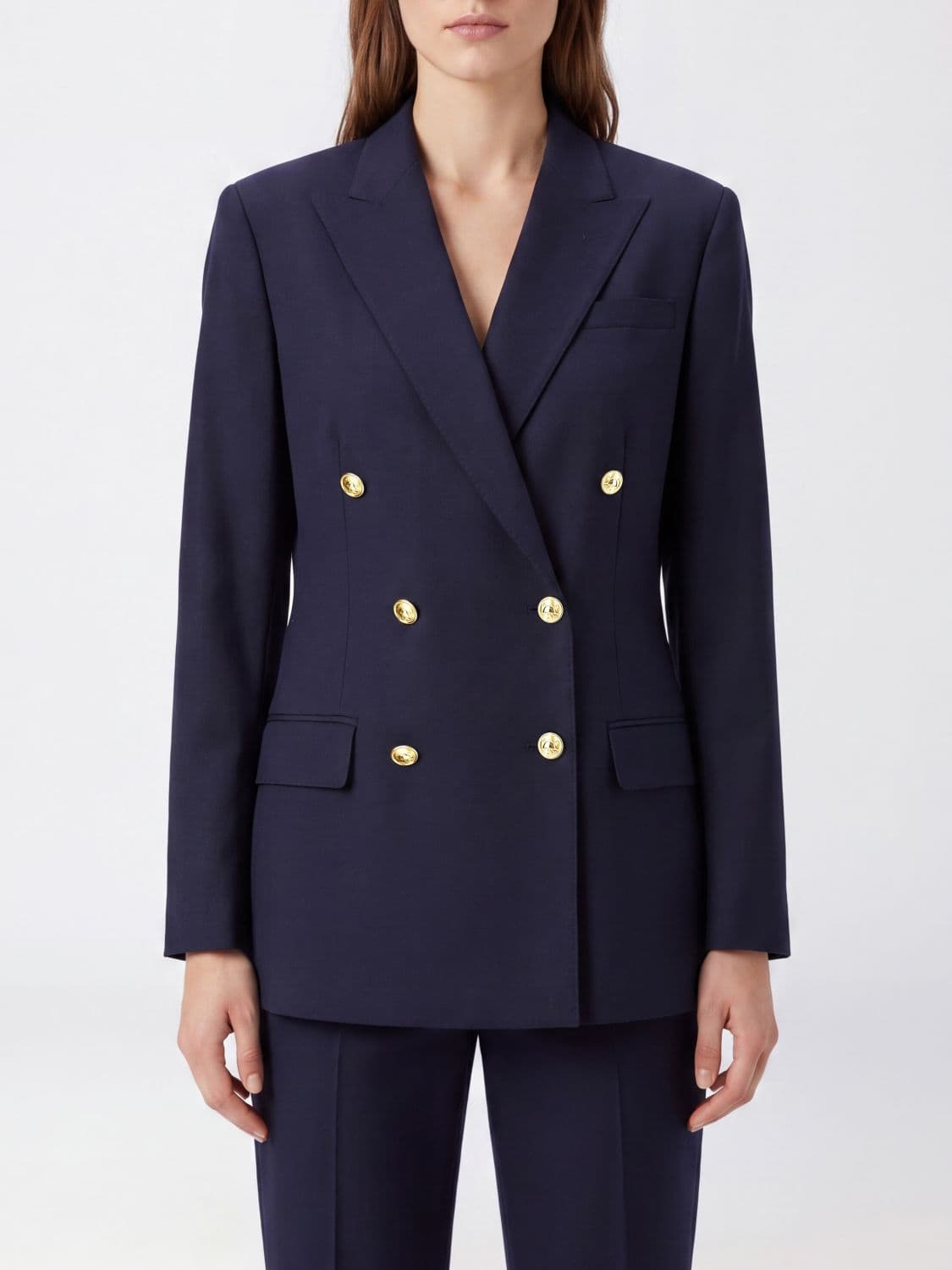 Polo Ralph Lauren Double-Breasted Wool Blend Blazer with Peak Lapels · 14