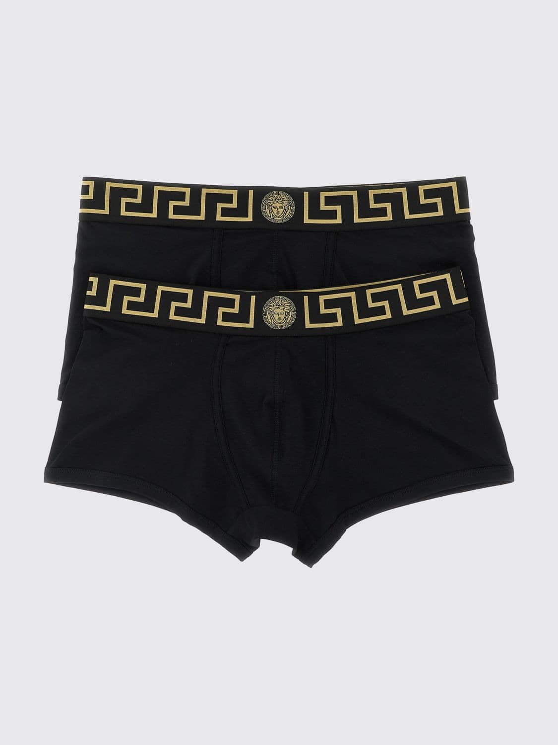 Versace Set of Two Stretch-Cotton Boxer Briefs with Greca Waistband