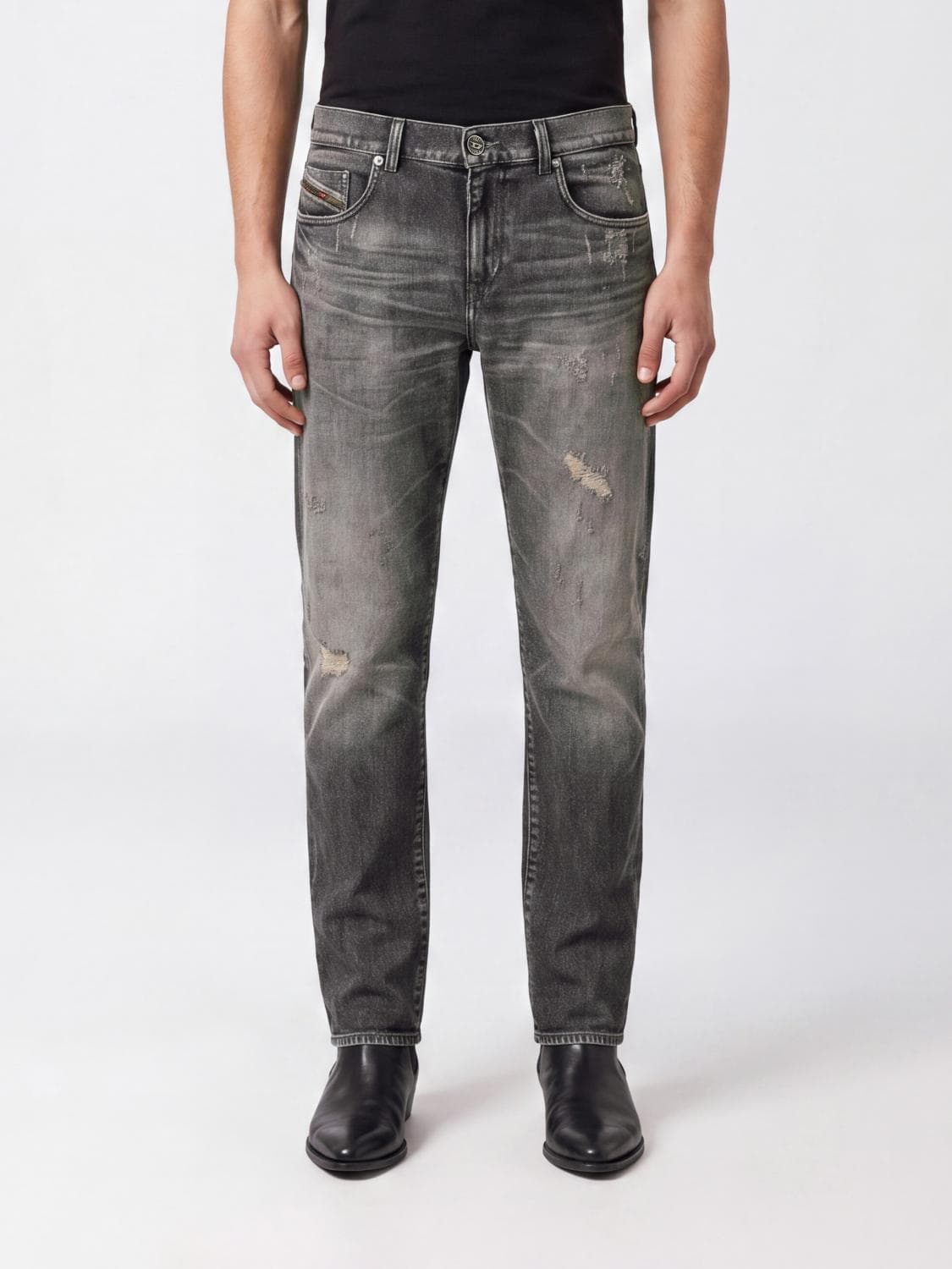 Diesel D-Strukt Slim Fit 5-Pocket Stretch Denim Jeans with Worn Effect