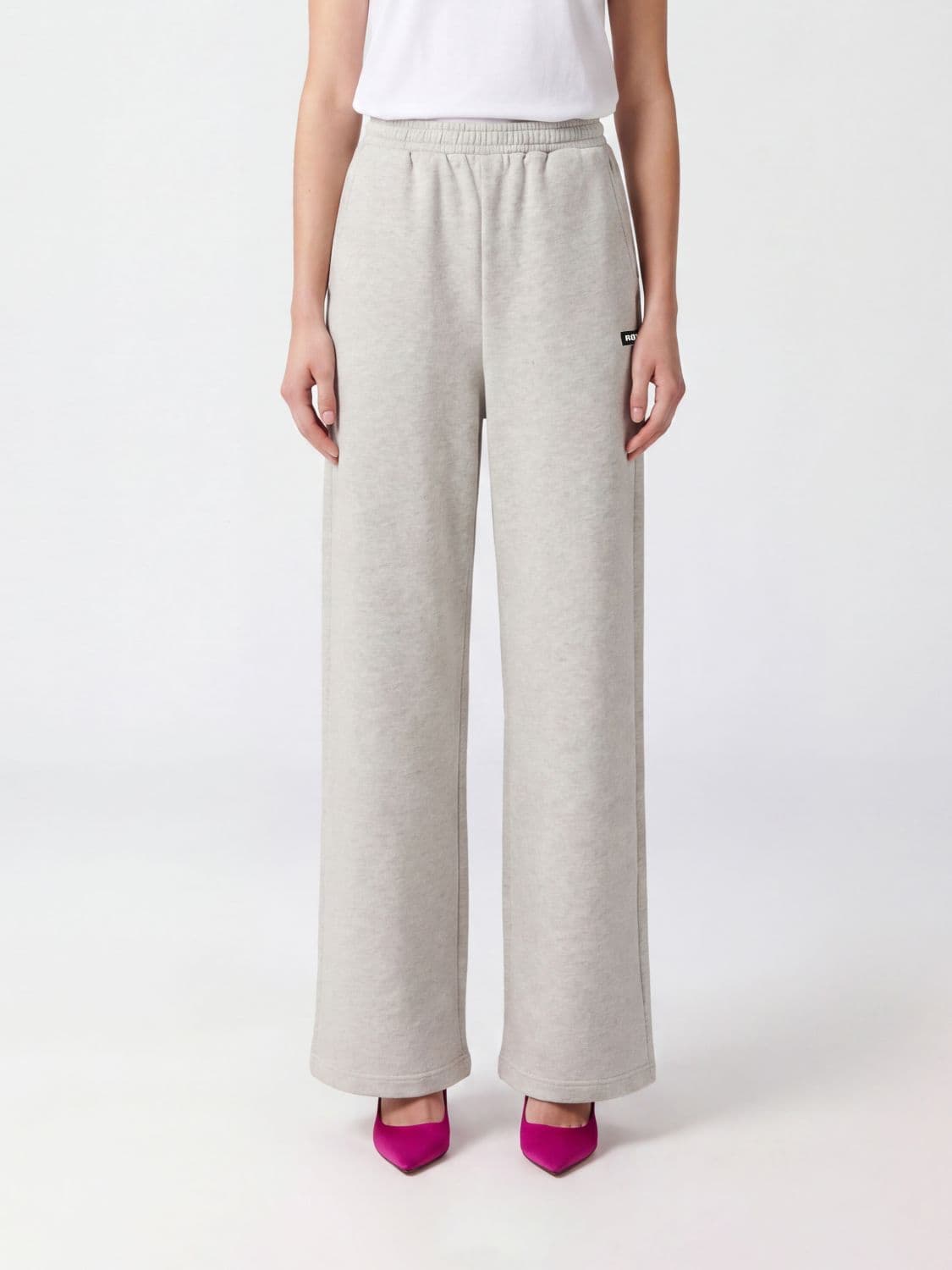 Rotate High-Waisted Wide Leg Organic Cotton Jogging Trousers with Logo