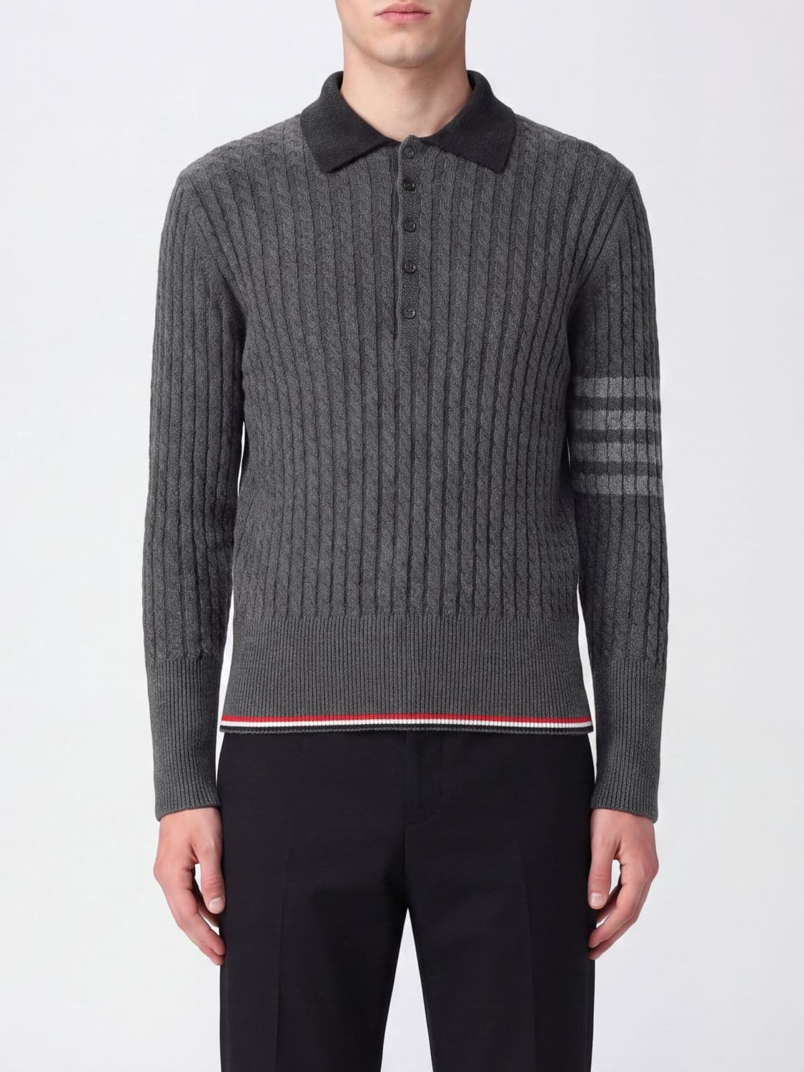Thom Browne 4-Bar Slim Fit Long-Sleeved Virgin Wool Polo