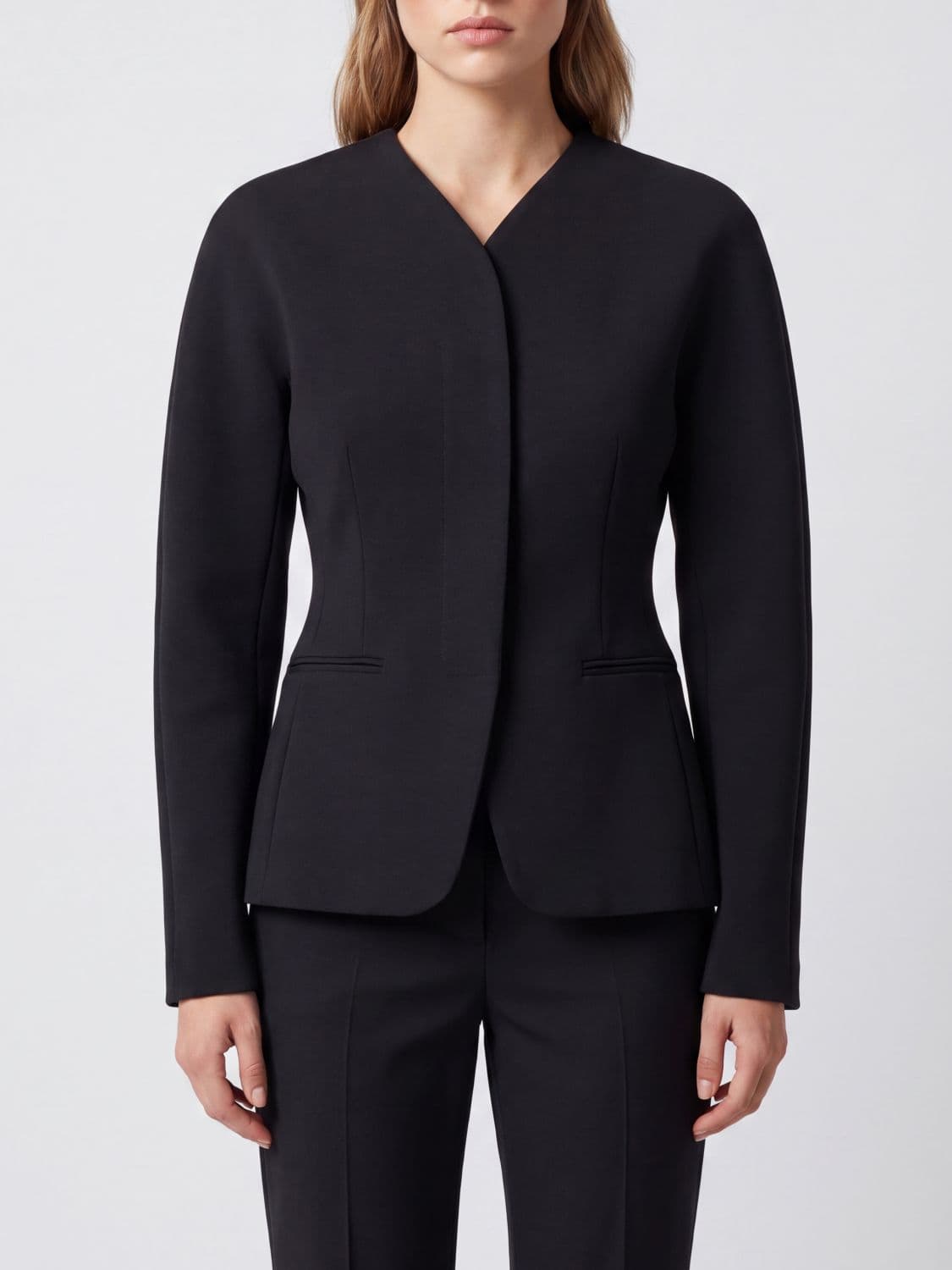 Jacquemus Slim Fit Cropped Viscose Blend Blazer with Concealed Closure