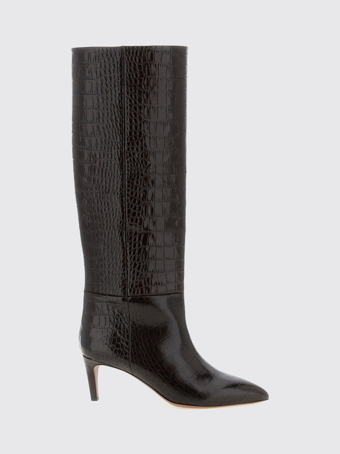 Paris Texas Croc-Embossed Leather Knee-High Boots with Stiletto Heel