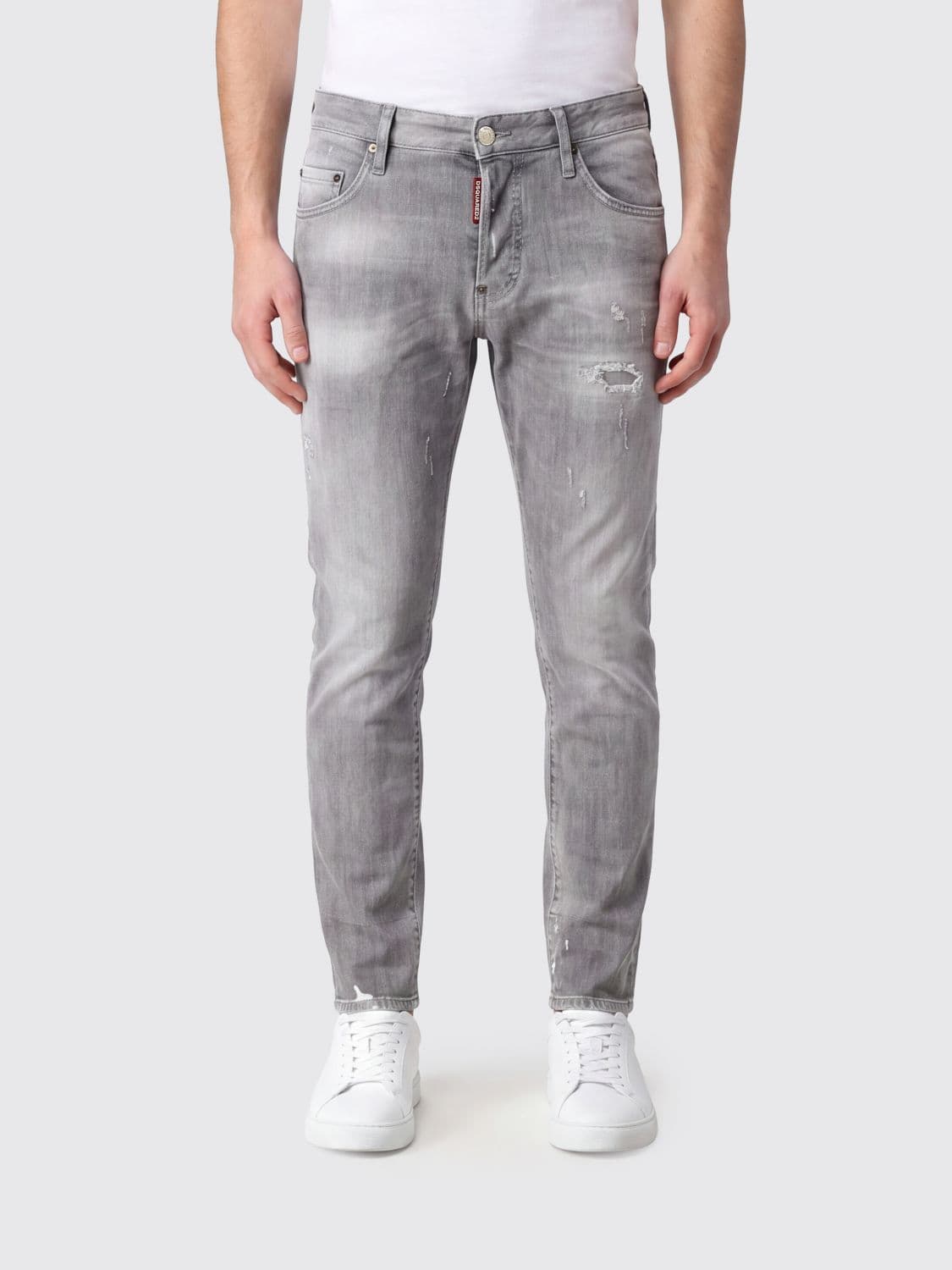 Dsquared2 Skater Skinny Fit Stretch Denim Jeans with Distressed Effect