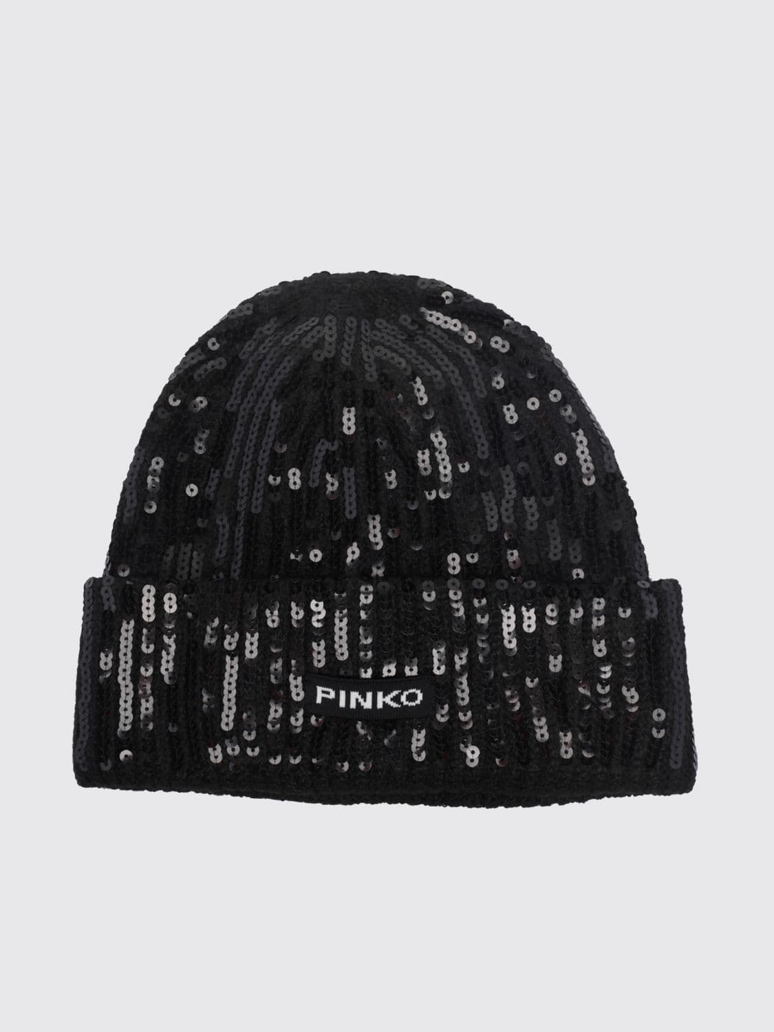 Pinko Sequin-Embellished Beanie with Logo-Appliqué Turn-Up Hem