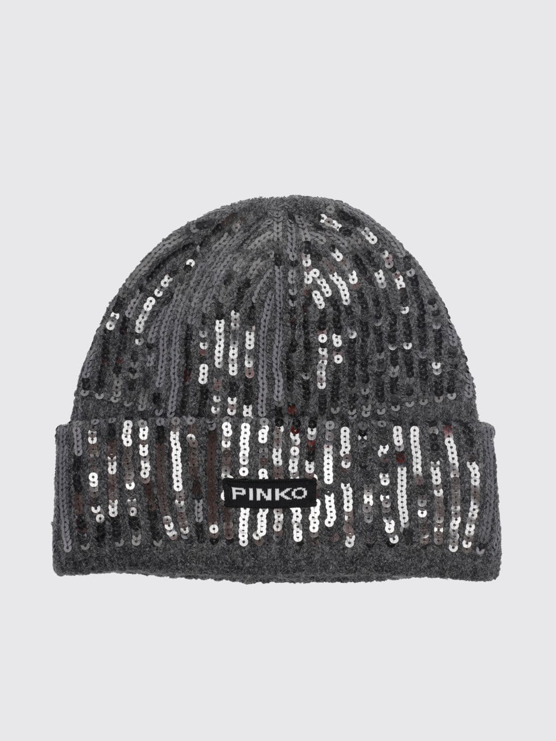 Pinko Sequin-Embellished Beanie with Logo-Appliqué Turn-Up Hem