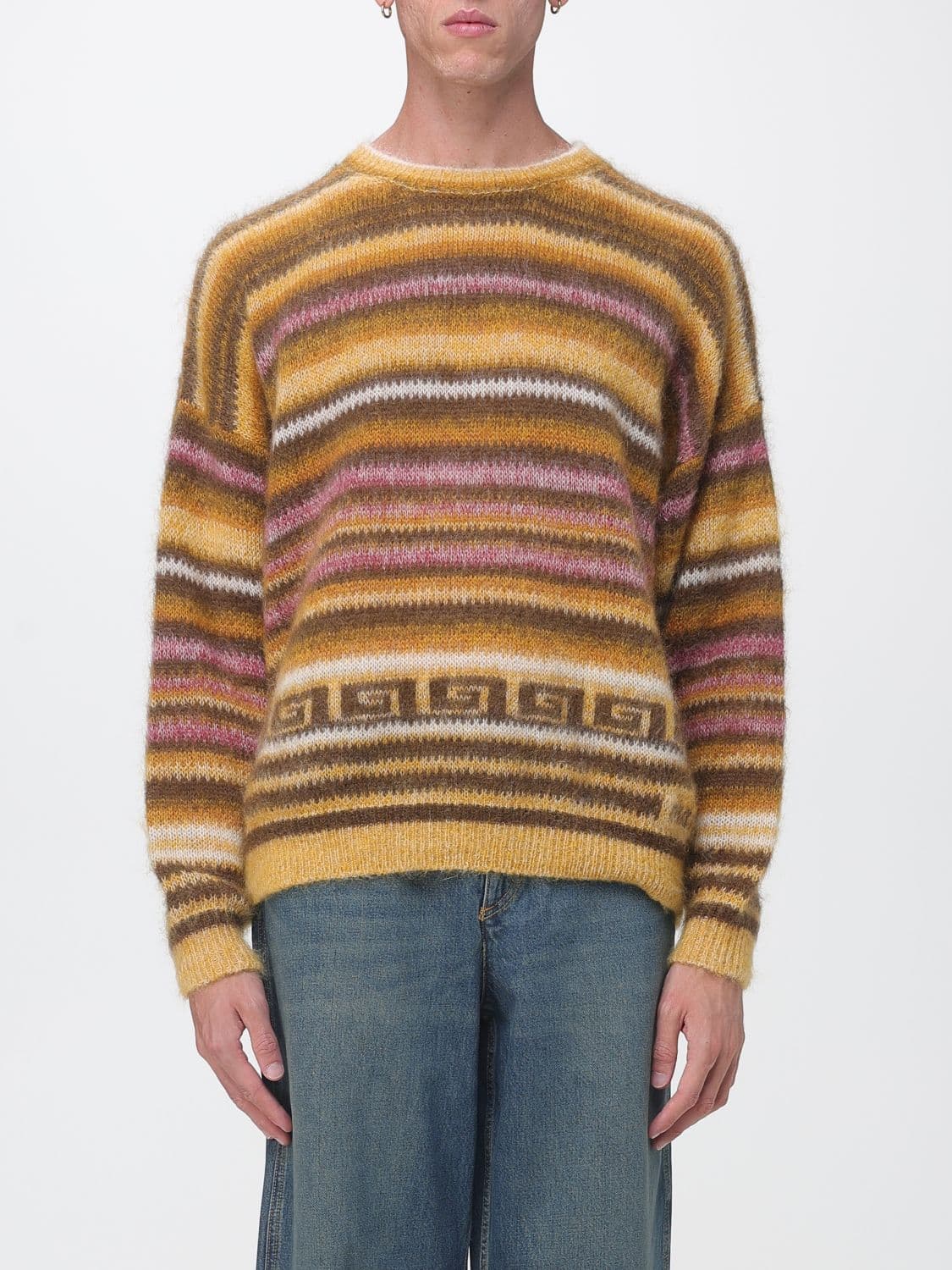 Isabel Marant Multicolor Striped Virgin Wool Blend Crewneck Sweater with Dropped Shoulders