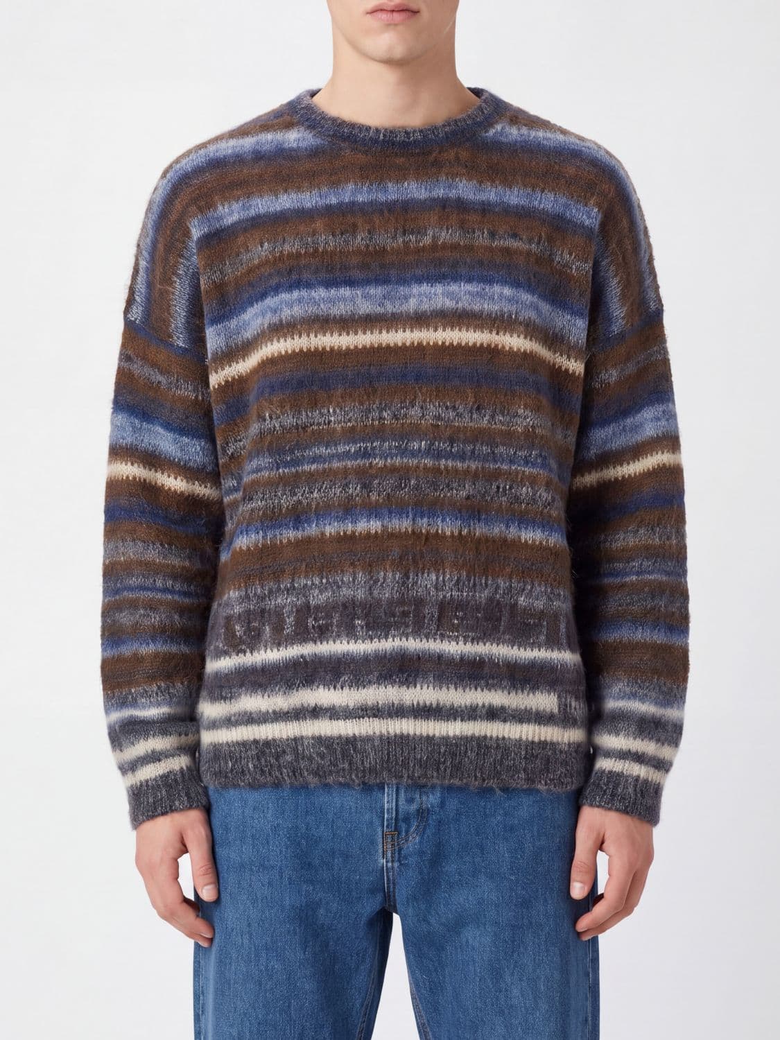 Isabel Marant Multicolor Striped Virgin Wool Blend Crewneck Sweater with Dropped Shoulders