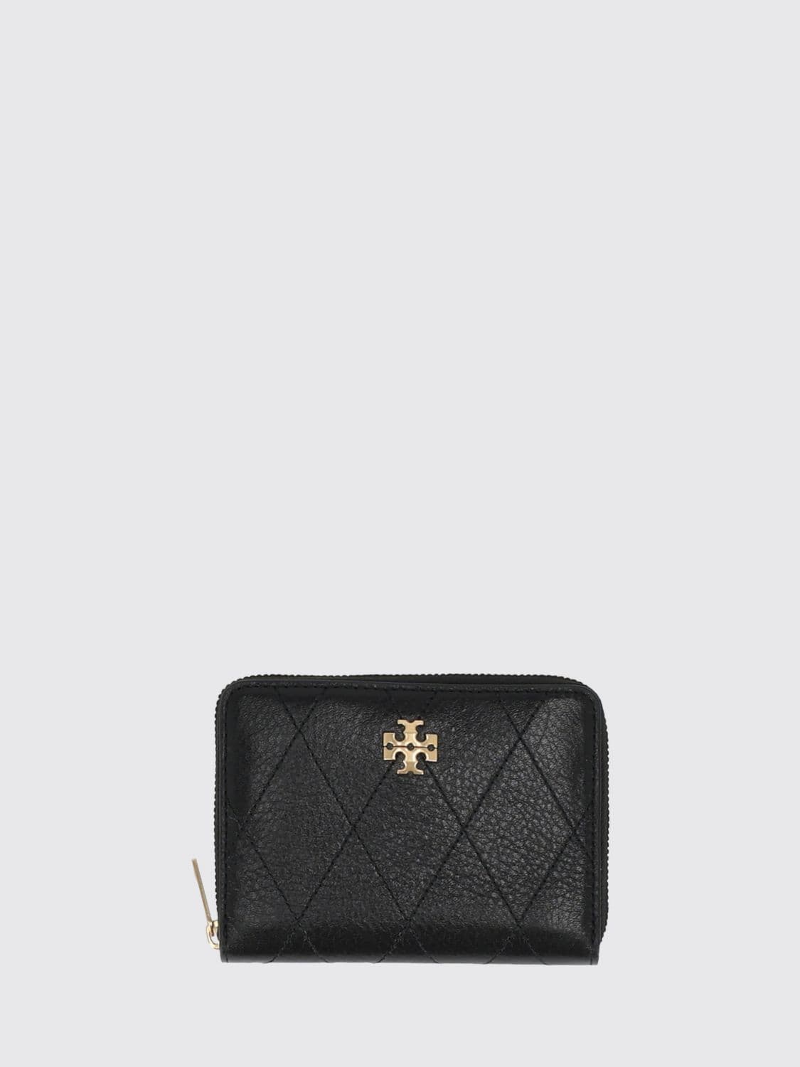 Tory Burch Charlie Small Leather Zip-Around Wallet with Double T Logo · OS