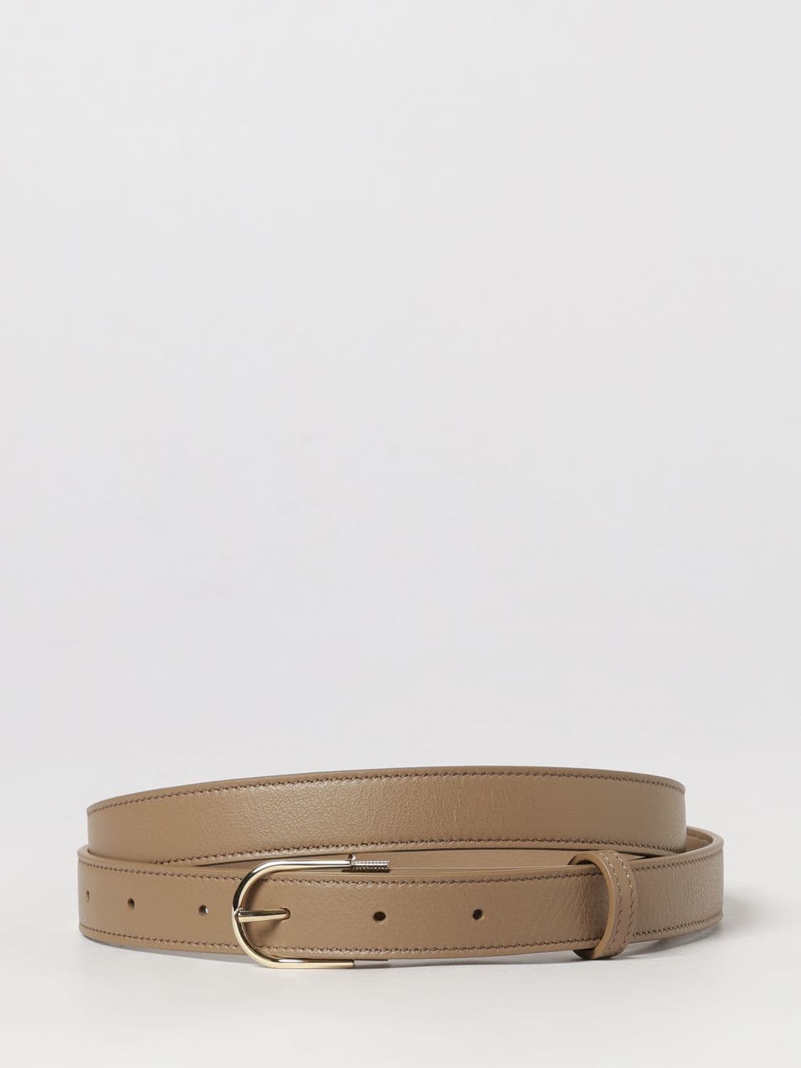 Victoria Victoria Beckham Dorian Slim Leather Belt with Monogram Buckle