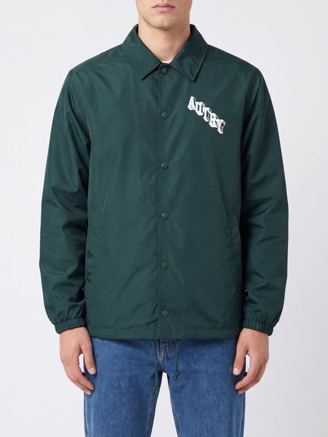 Autry Goose Down Padded Technical Fabric Shirt Jacket with Logo