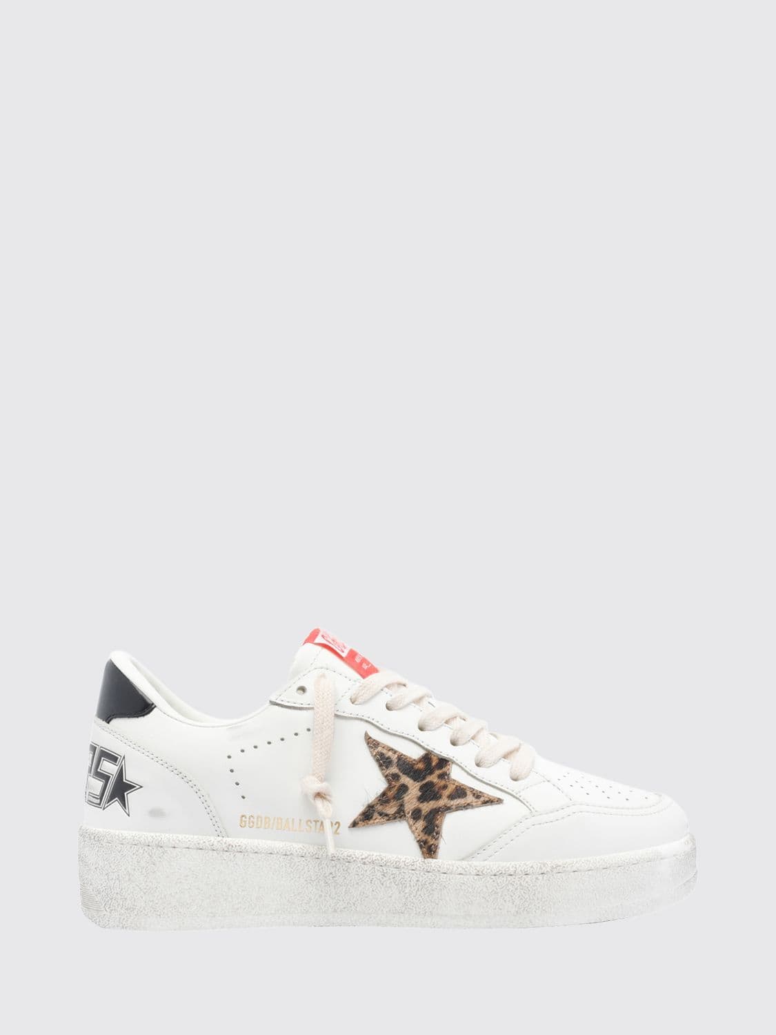 Golden Goose Ball Star 2 Leather Trainers with Animal Print Inserts and Worn Effect