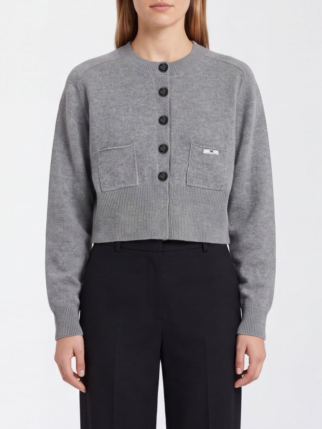 Elisabetta Franchi Cropped Wool and Cashmere Blend Cardigan