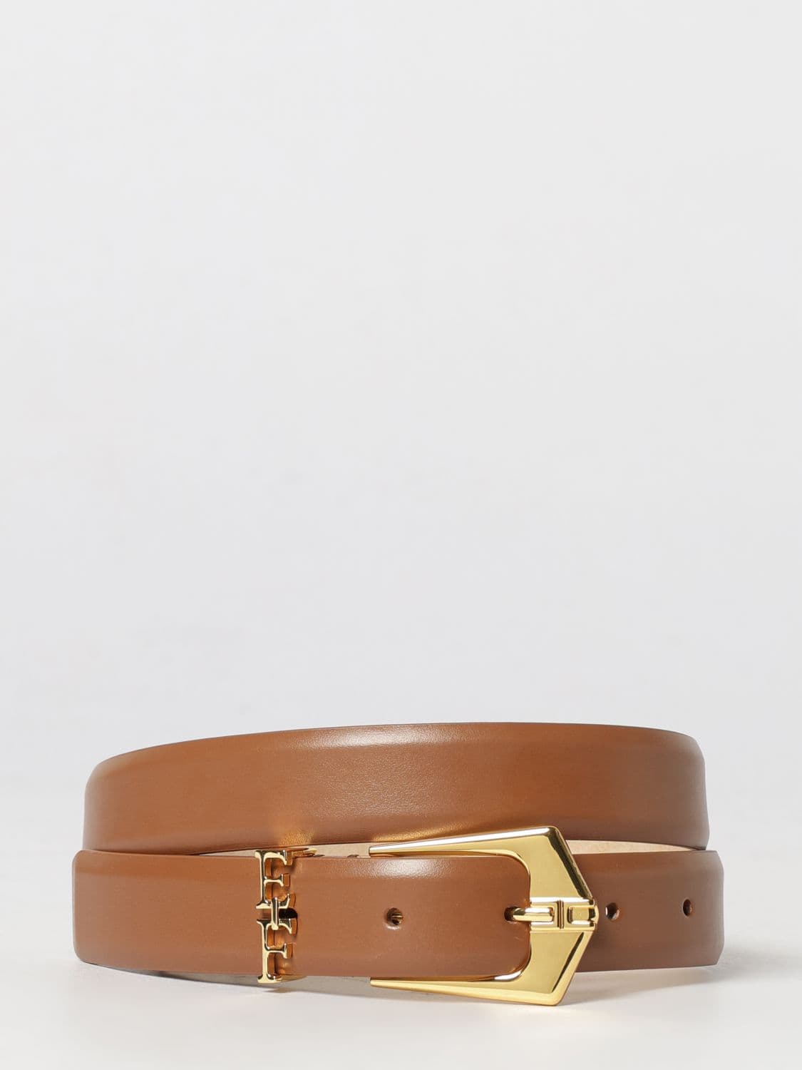 Elisabetta Franchi Adjustable Leather Belt with Metallic Logo Buckle