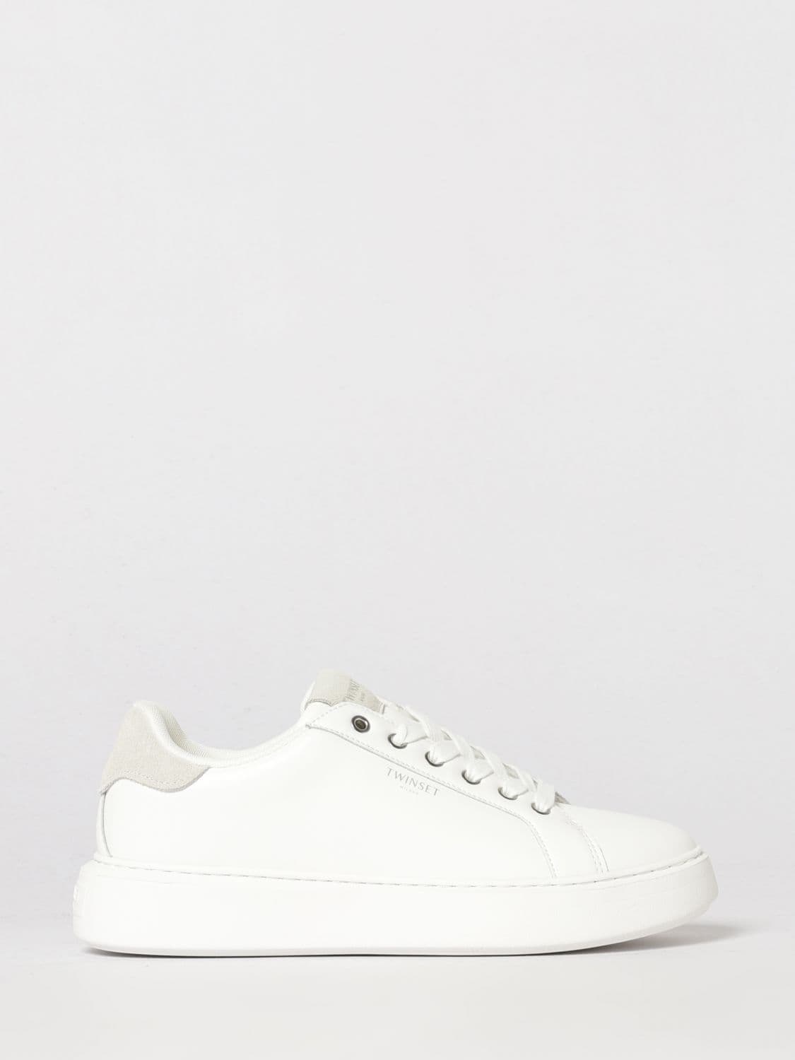 Twinset Smooth Leather Sneakers with Printed Logo