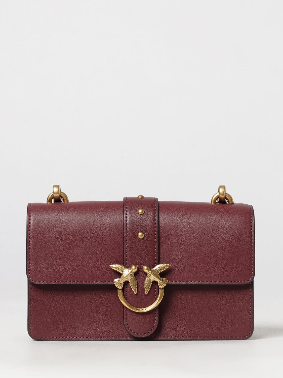 Pinko Love One Classic Smooth Leather Mini Crossbody Bag with Love Birds Buckle · OS