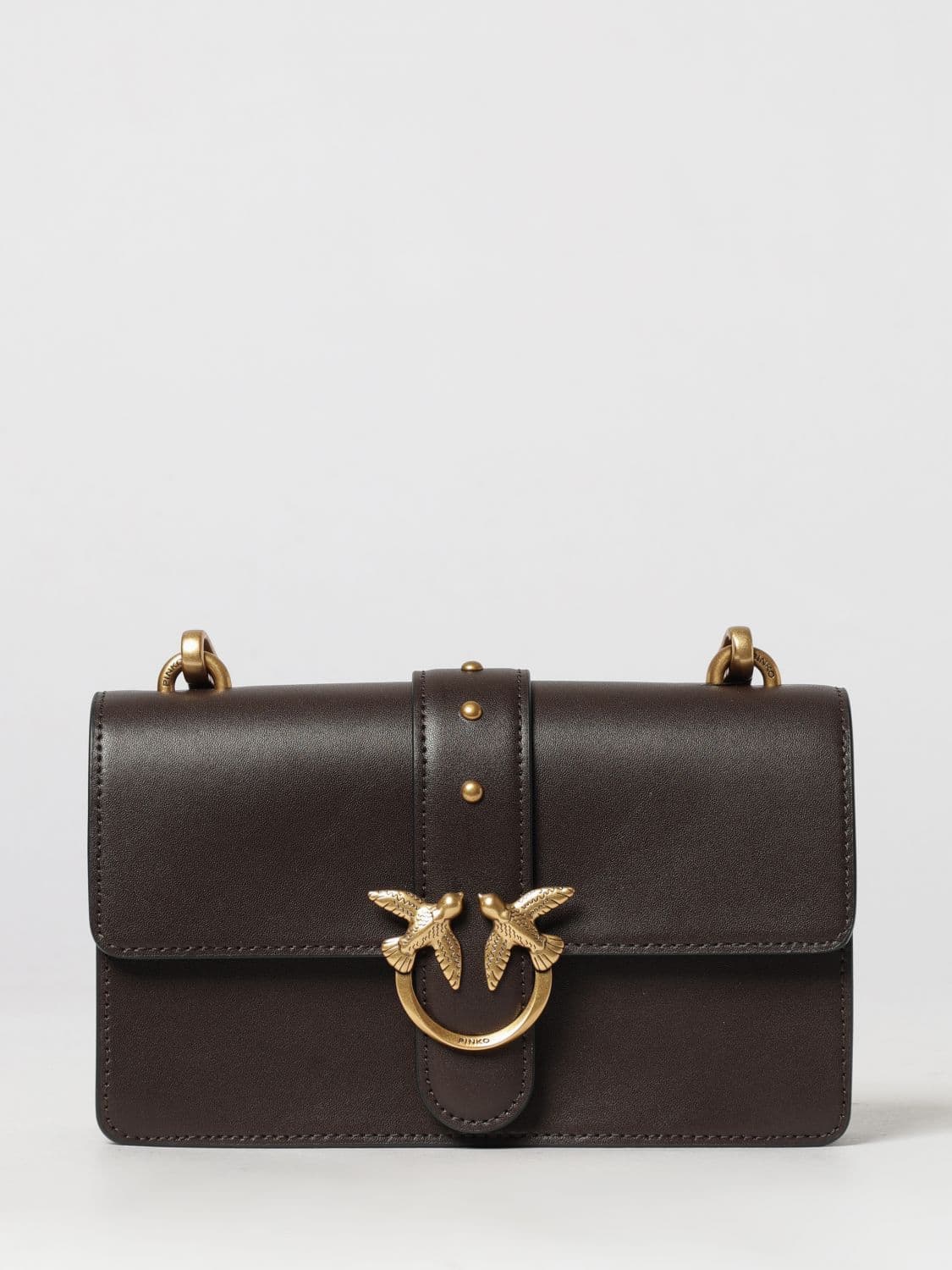 Pinko Love One Classic Smooth Leather Mini Crossbody Bag with Love Birds Buckle · OS