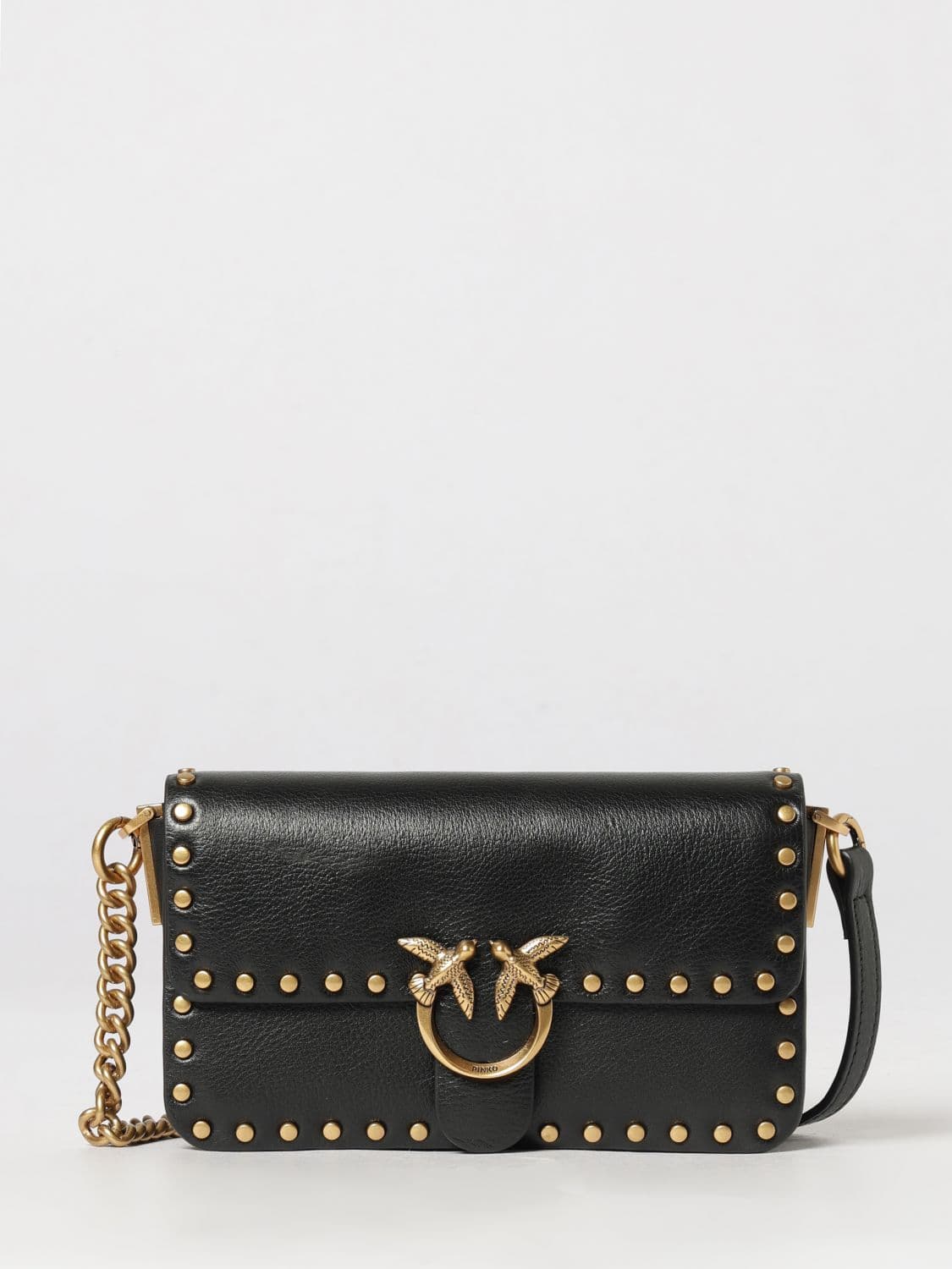 Pinko Love Birds Calfskin Mini Crossbody Bag with Studs · OS