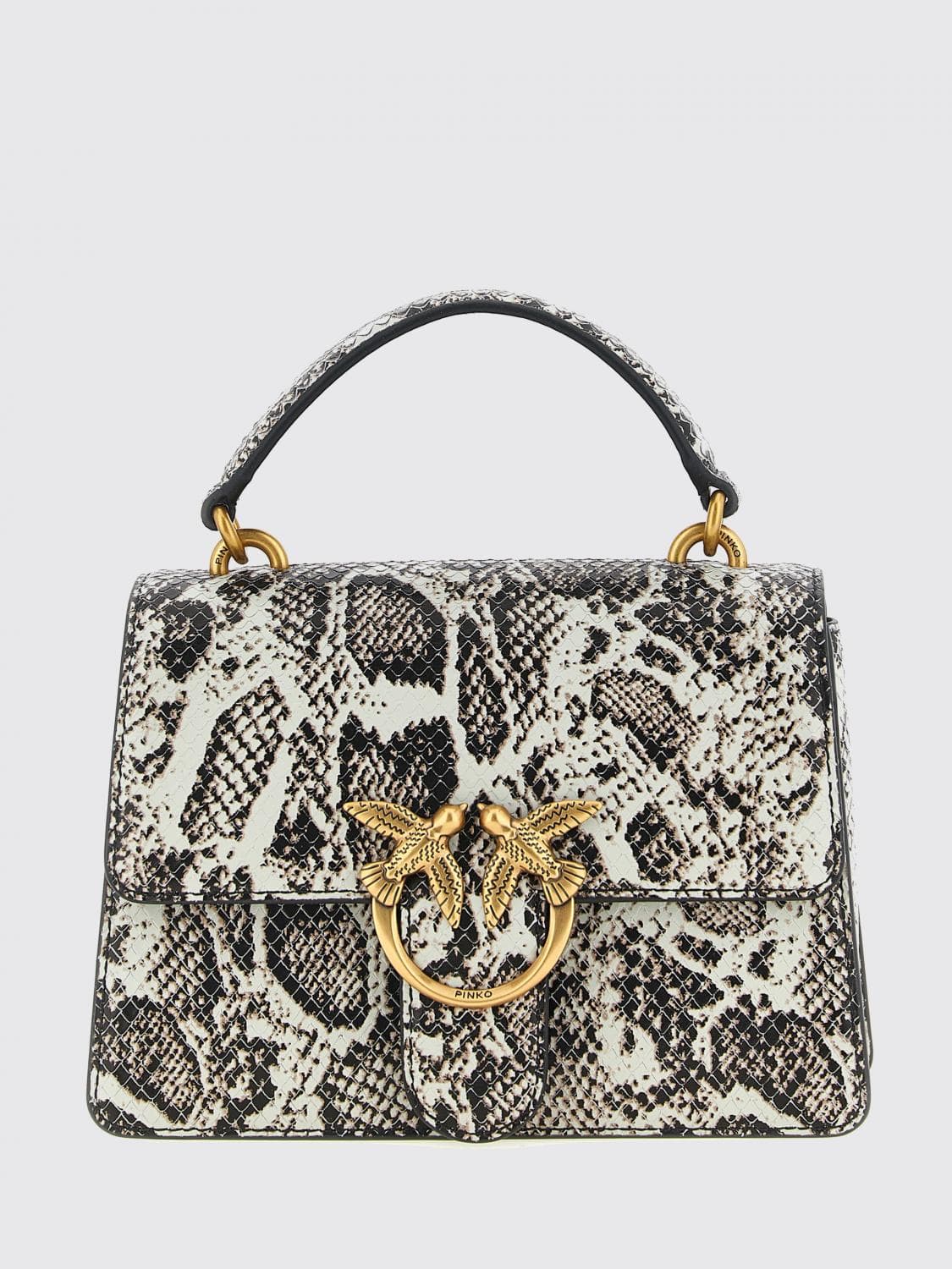 Pinko Love Bag One Python-Print Leather Mini Handbag with Logo · OS