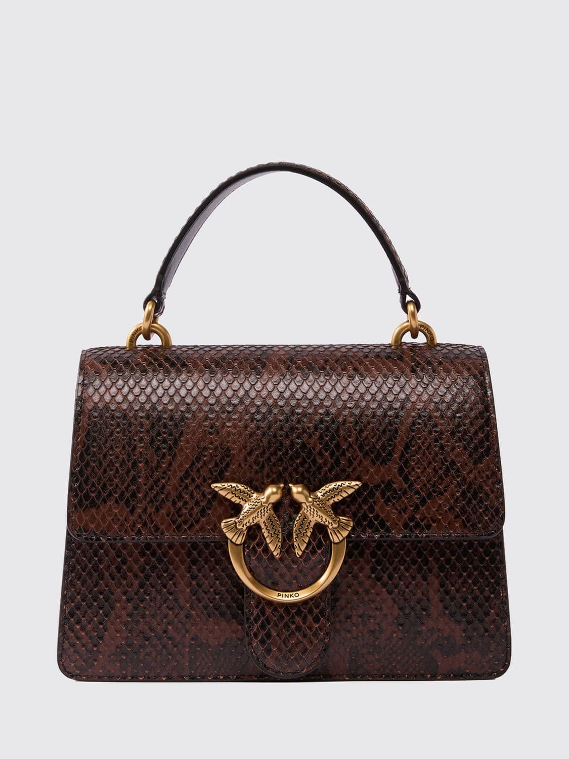 Pinko Love Bag One Python-Print Leather Mini Handbag with Logo