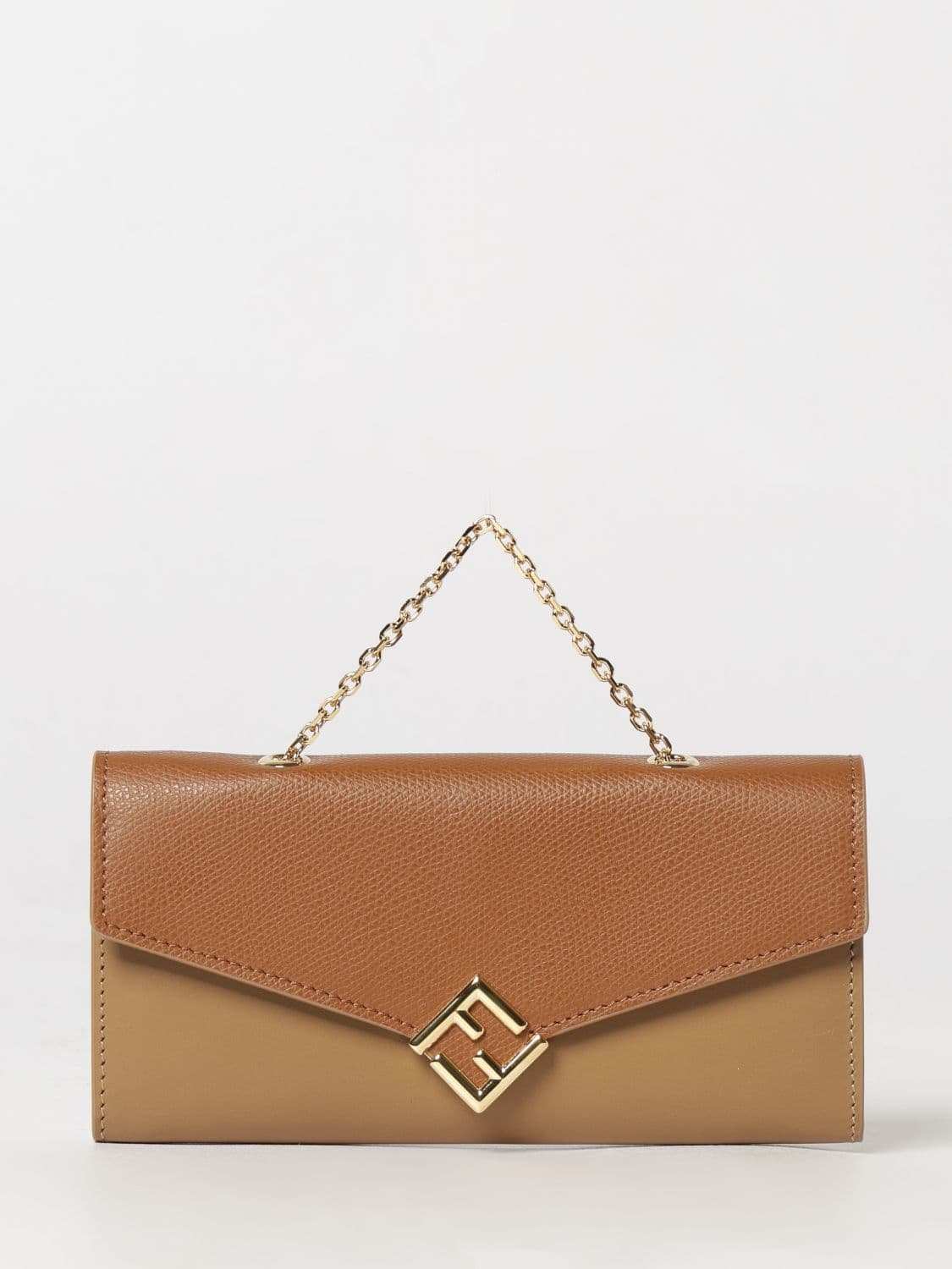 Fendi FF Diamonds Grained Calfskin Wallet on Chain with Monogram