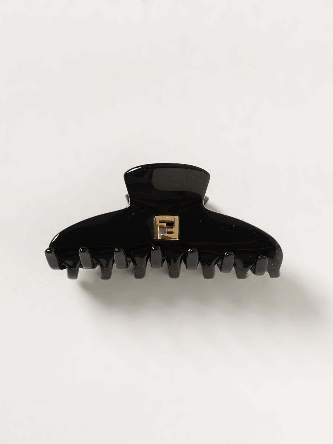 Fendi Gold-Tone Acetate Hair Clip with Metallic FF Monogram