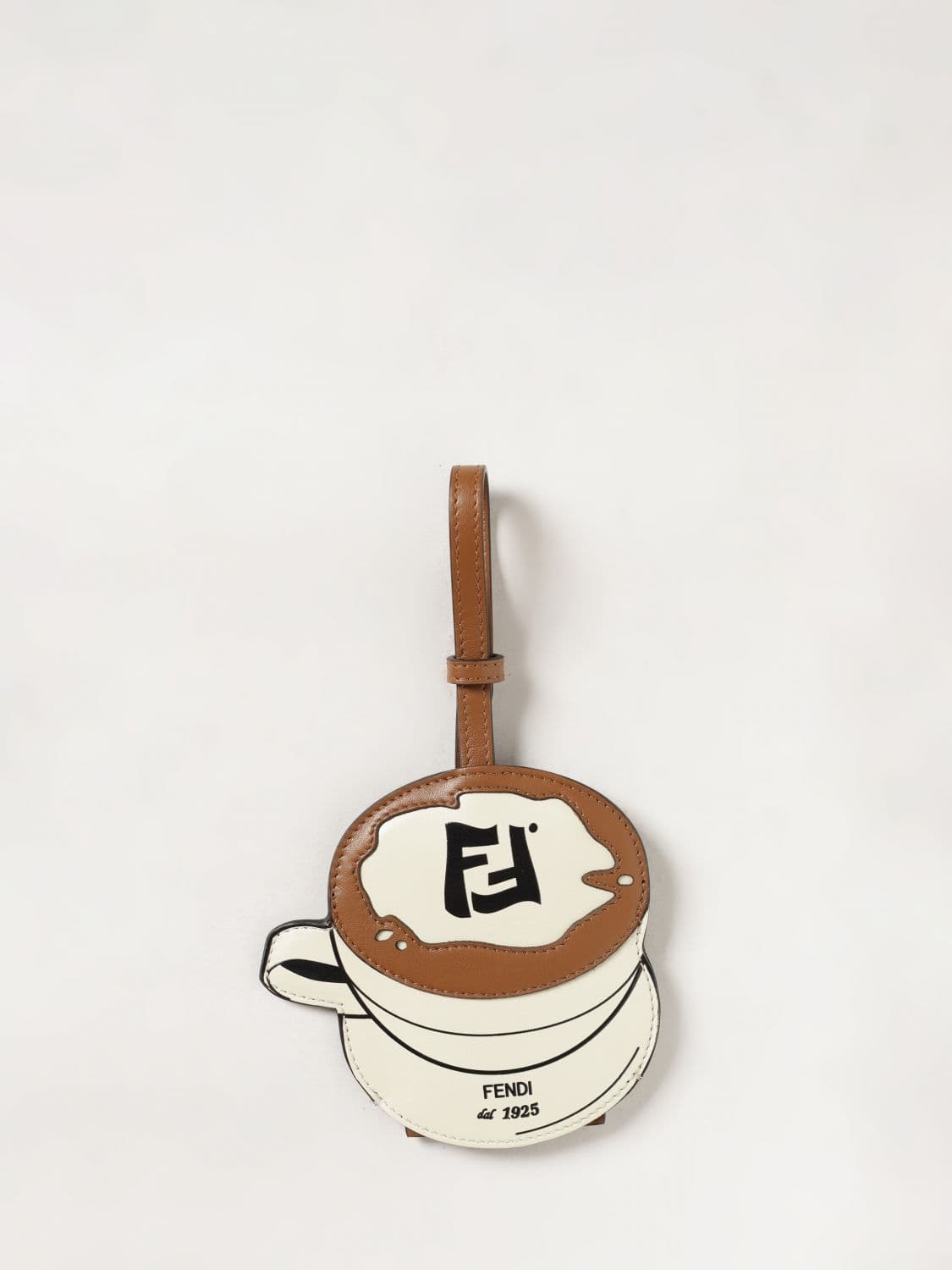Fendi Calfskin and Coated Cotton Keyring with FF Monogram · OS