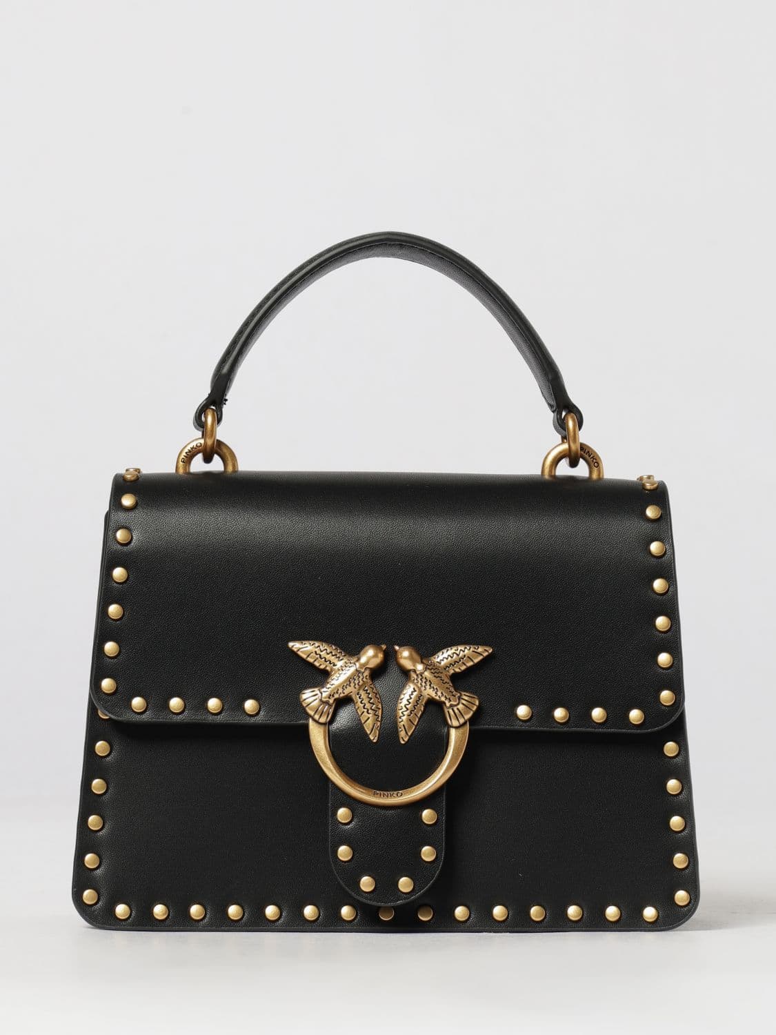 Pinko Love Bag One Calfskin Mini Handbag with Studs and Logo