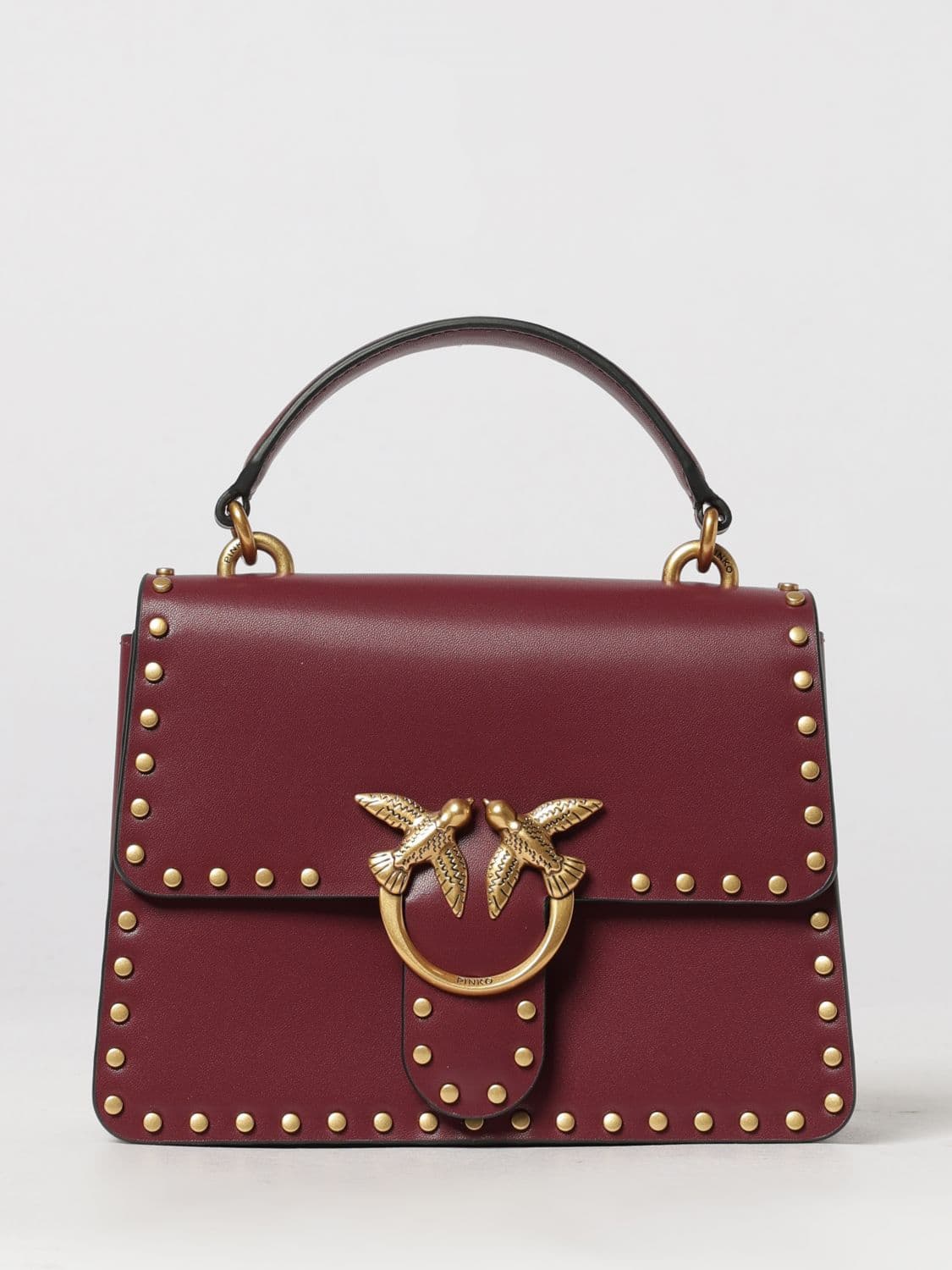 Pinko Love Bag One Calfskin Mini Handbag with Studs and Logo