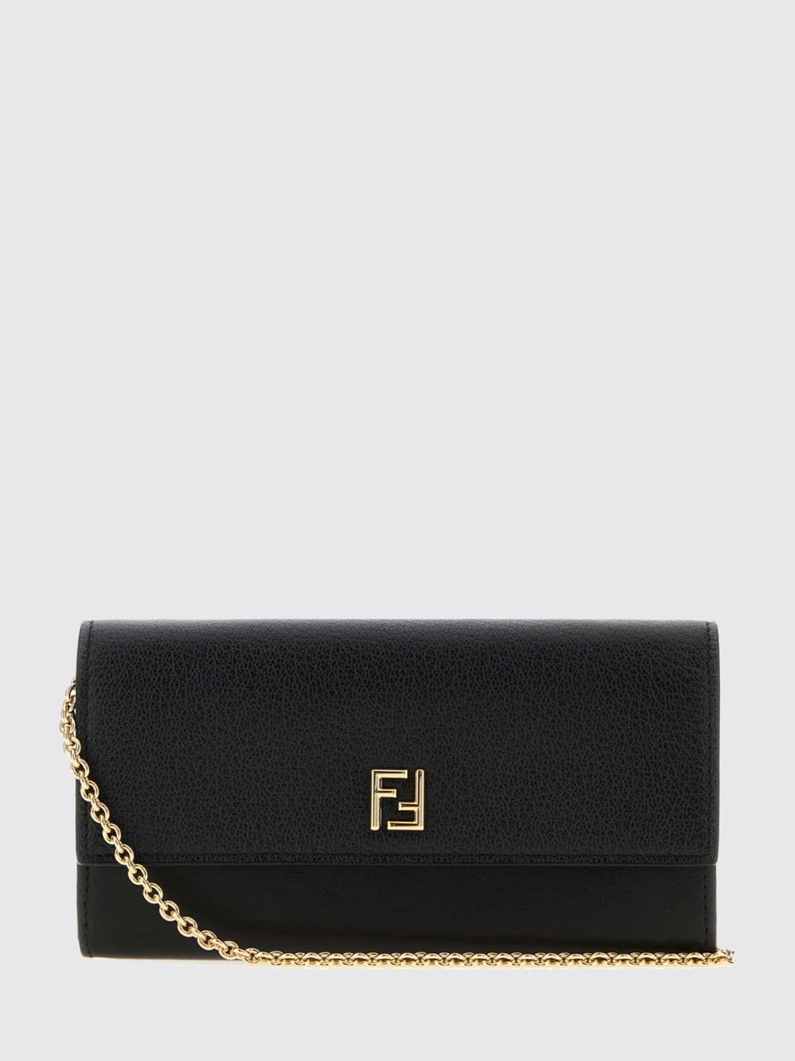 Fendi Calfskin Wallet on Chain with FF Monogram and Chain Strap
