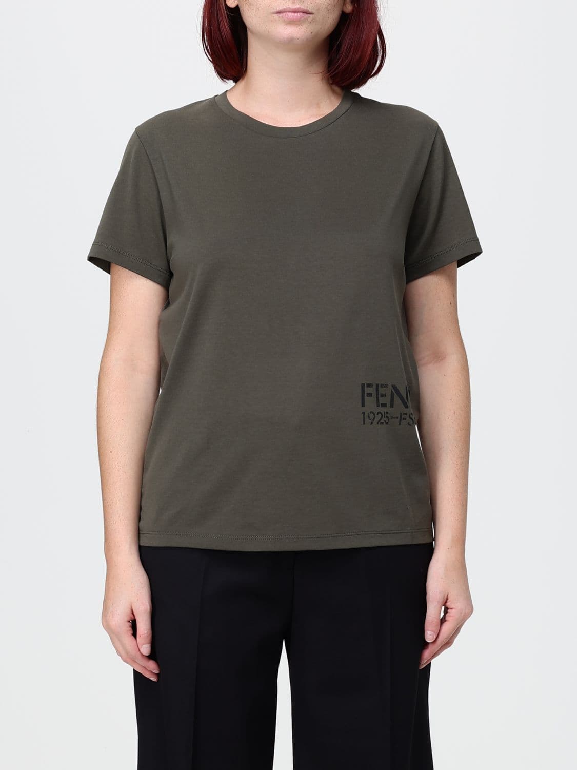 Fendi Cotton T-shirt with Contrasting Front Logo Print