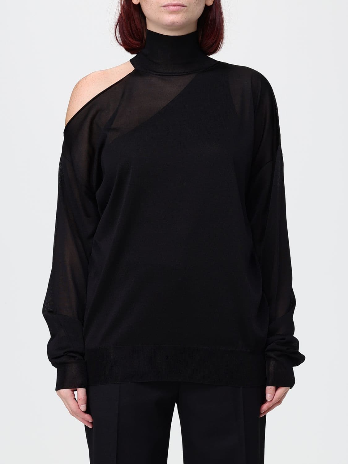 Fendi Cut-Out Shoulder Viscose Knit Turtleneck Jumper