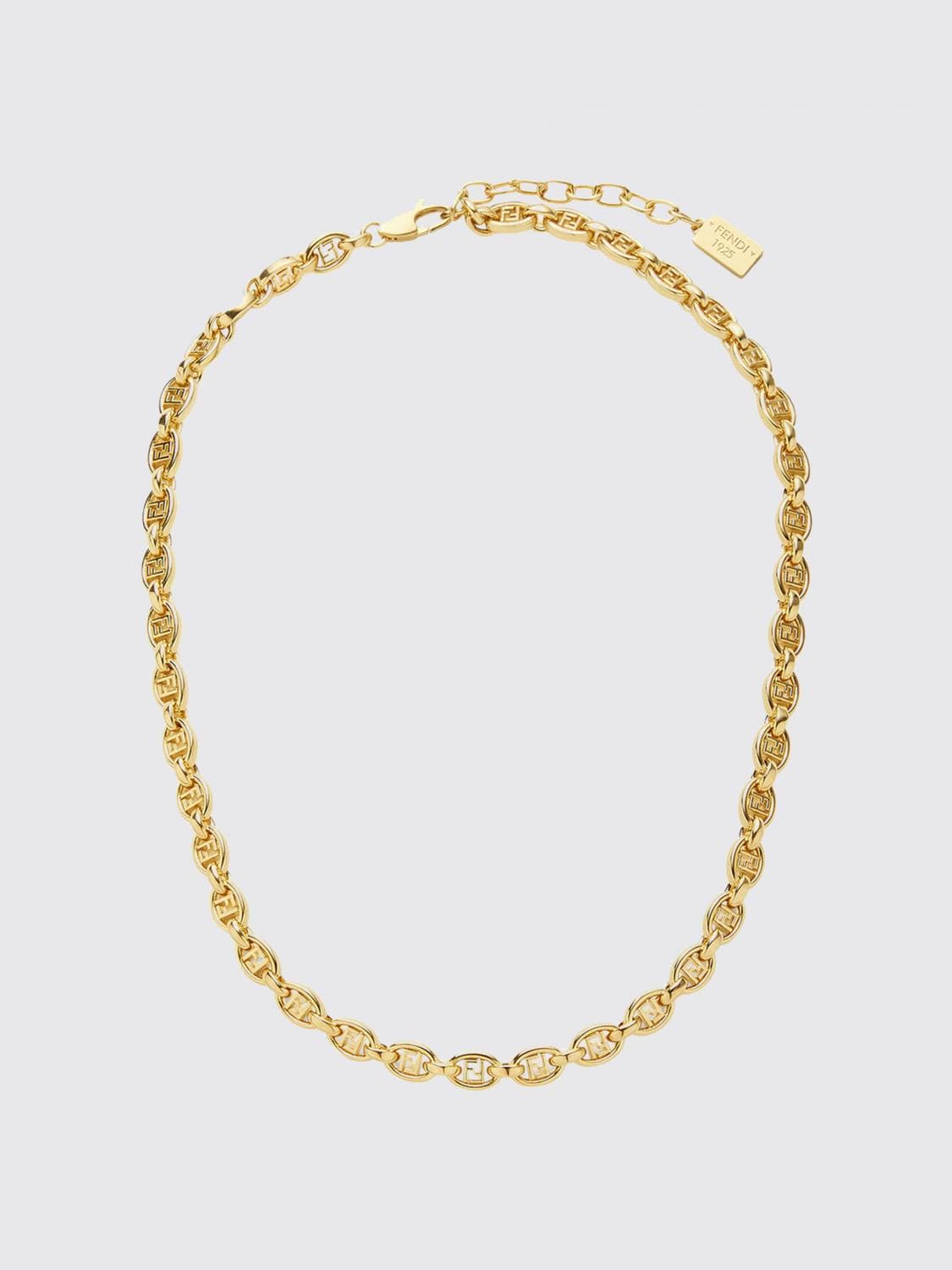 Fendi Gold-Tone Metal Choker Necklace with FF Monogram and Trigger Clasp