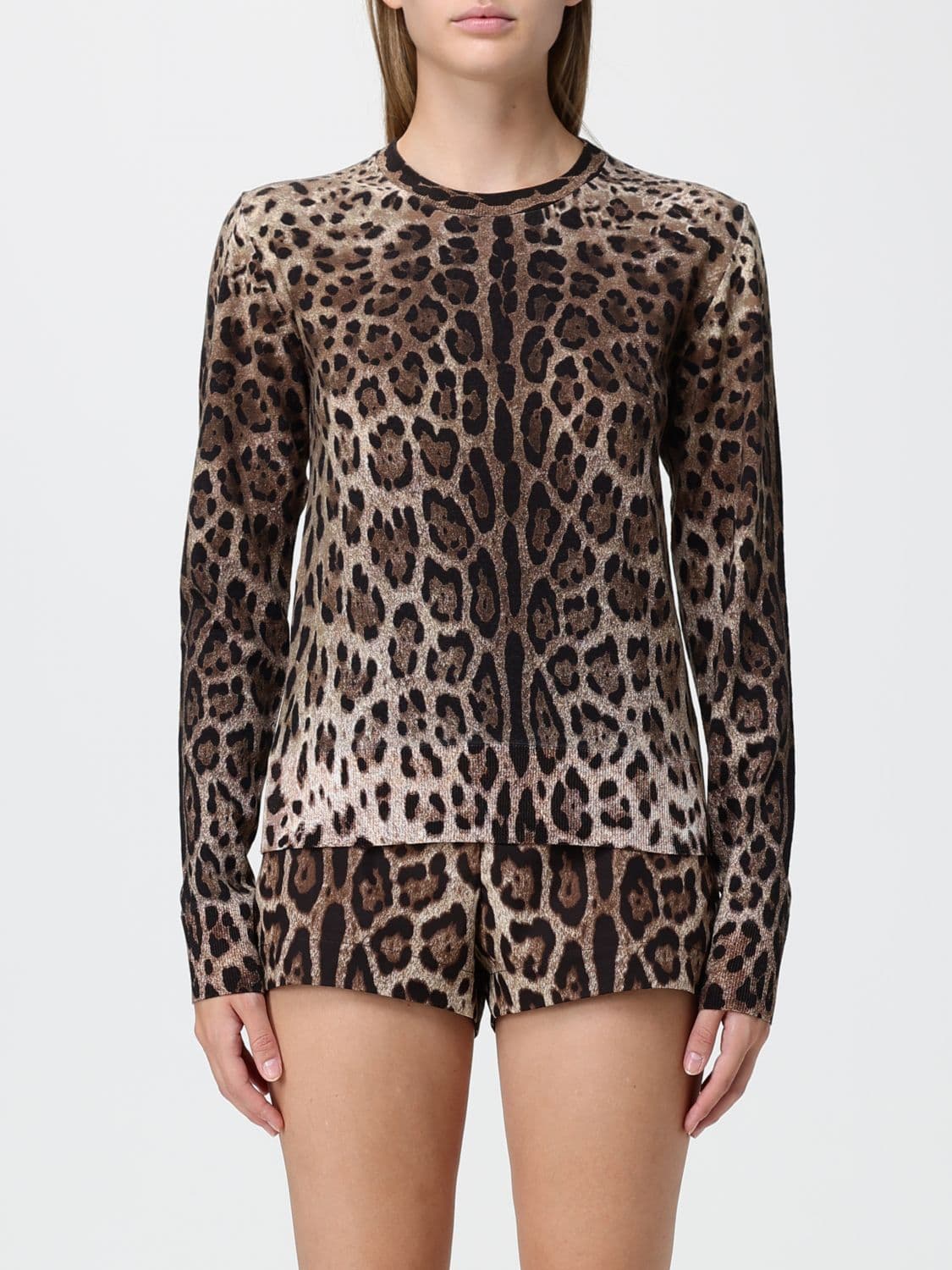 Dolce & Gabbana Animalier-Print Virgin Wool Crewneck Jumper