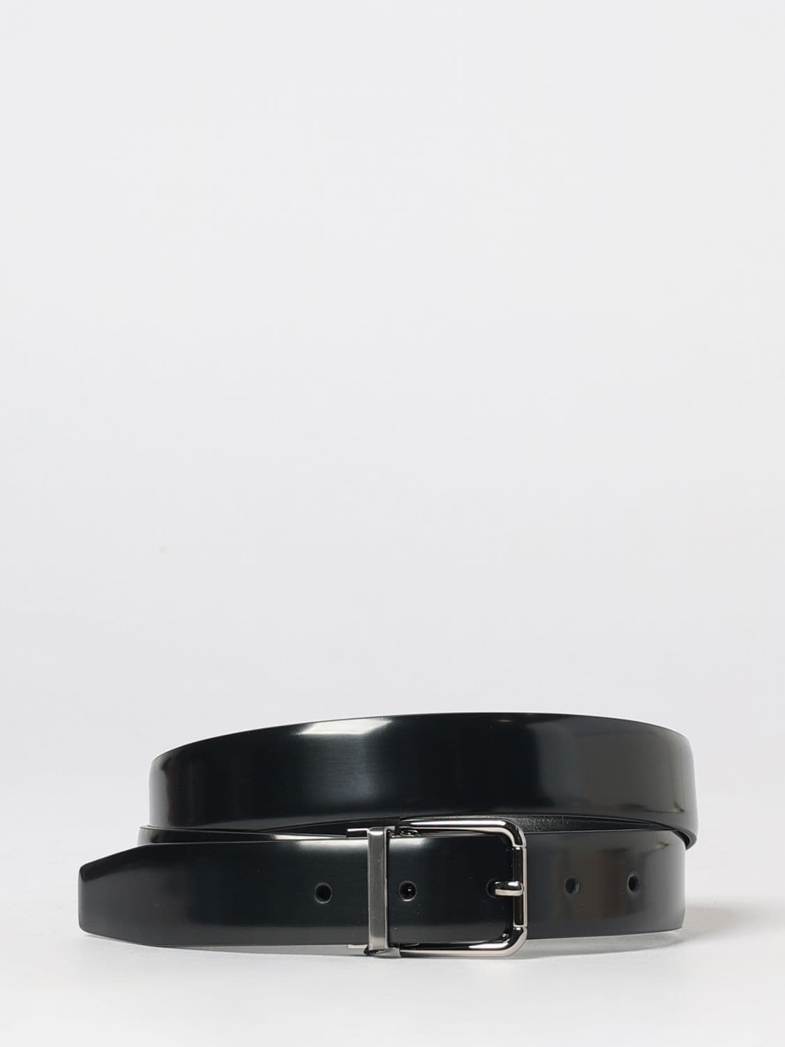 Dolce & Gabbana Reversible Calfskin Leather Belt with Logo Buckle