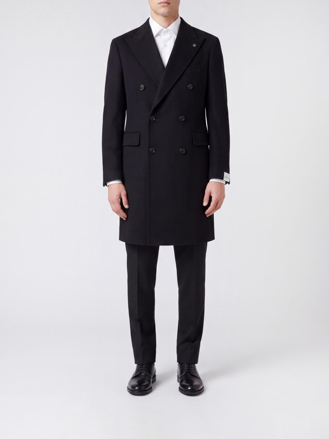 Tagliatore Double-Breasted Knee-Length Wool Coat with Lapels