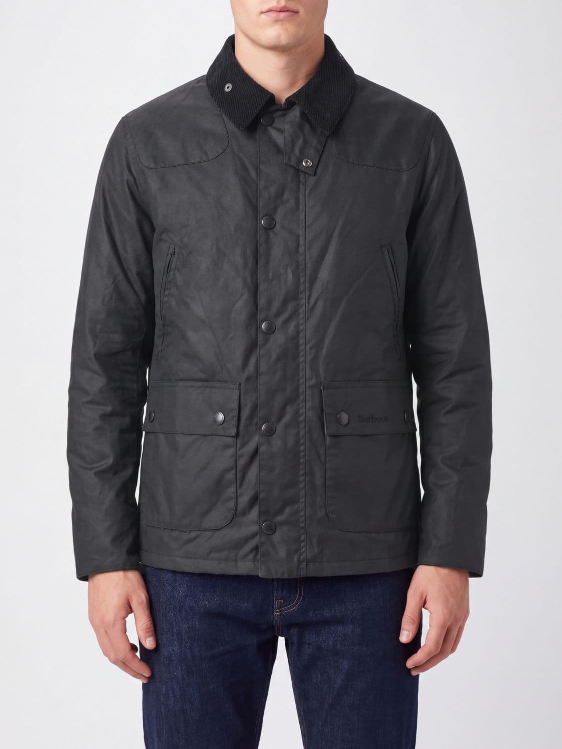 Barbour Reelin Waxed Cotton Jacket with Corduroy Collar
