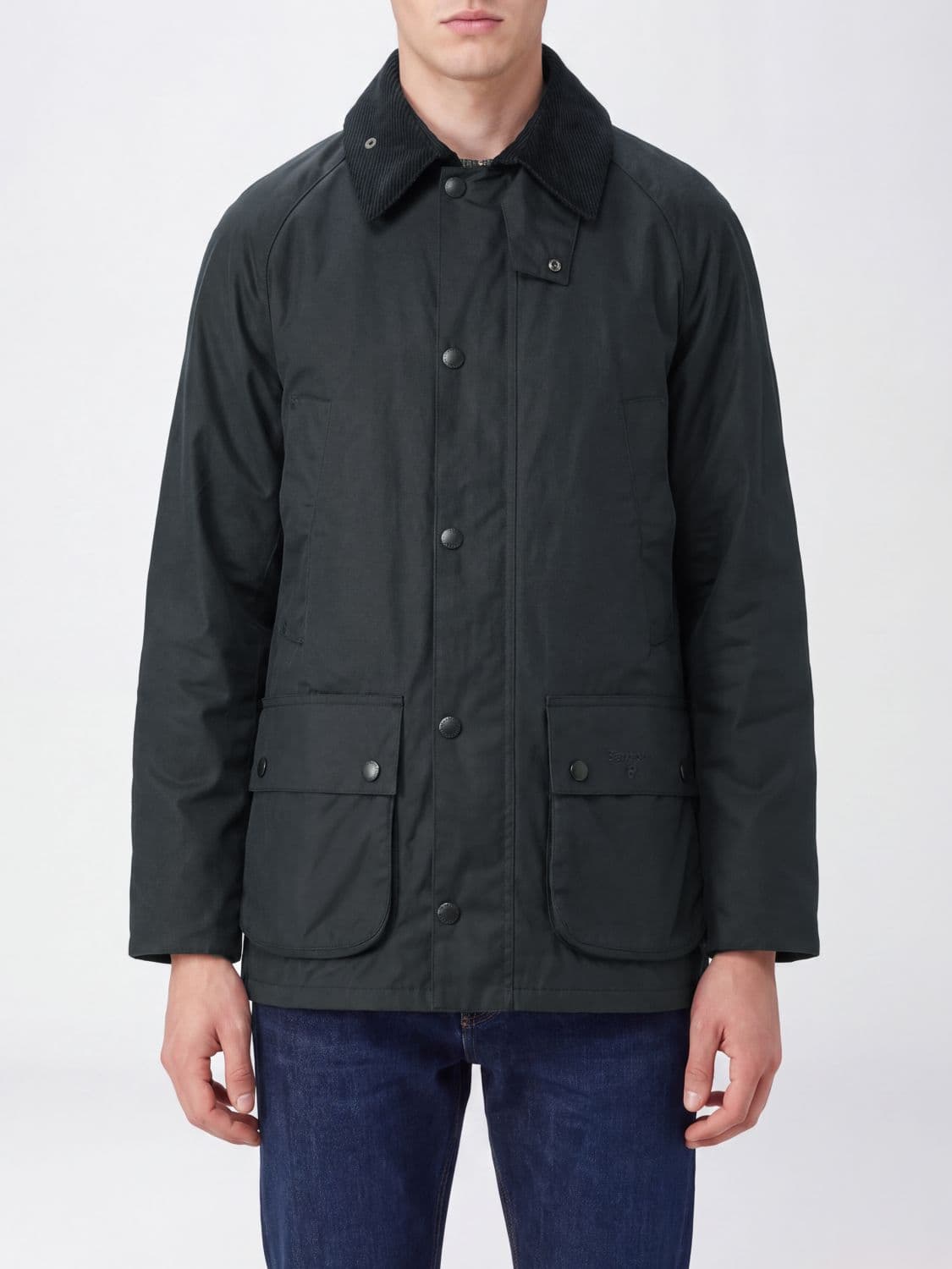 Barbour Ashby Waxed Cotton Jacket with Corduroy Collar