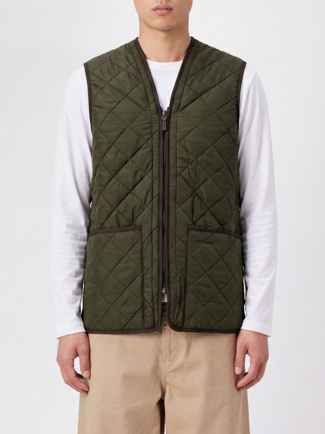 Barbour Quilted Gilet in Waterproof Nylon with Fleece Lining and Zip Closure