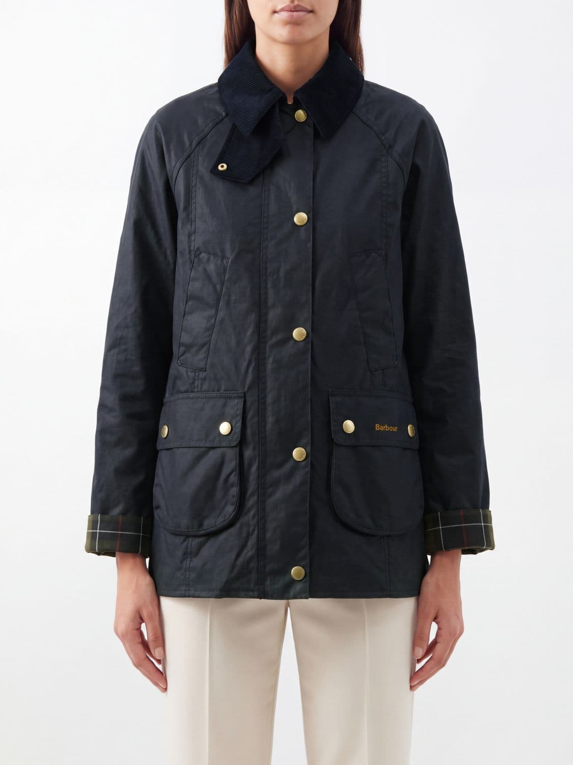 Barbour Beadnell Waxed Cotton Jacket with Velvet Collar