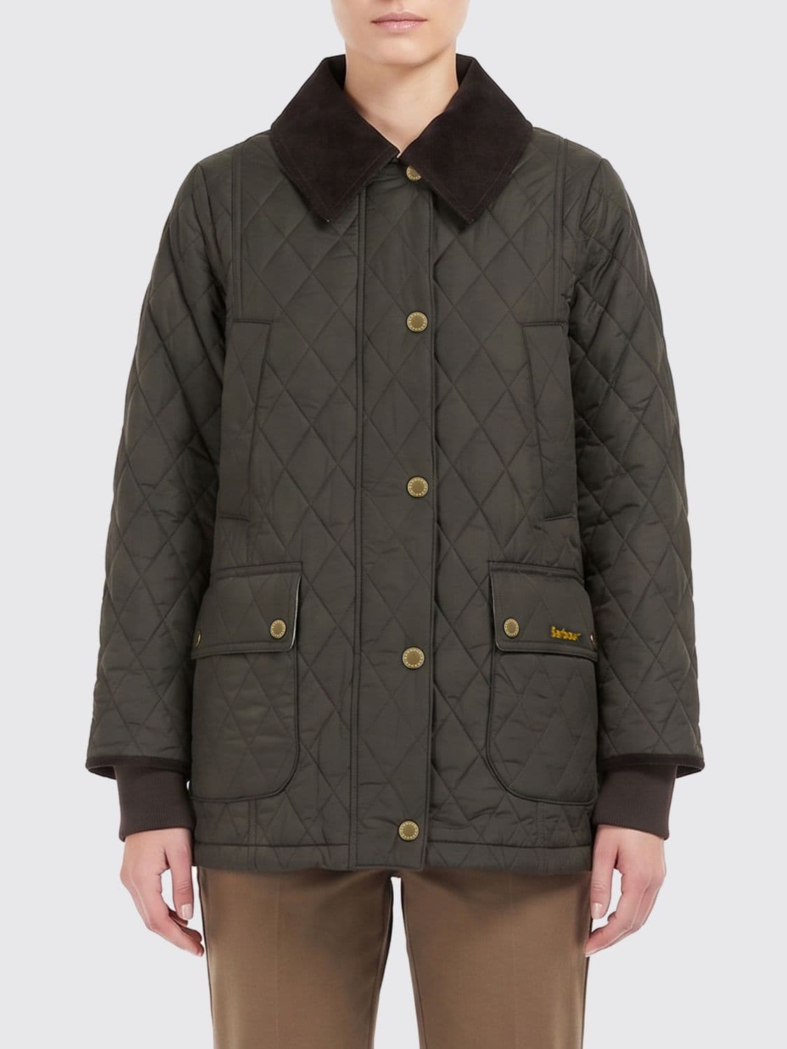 Barbour Beadnell Quilted Nylon Jacket with Velvet Collar