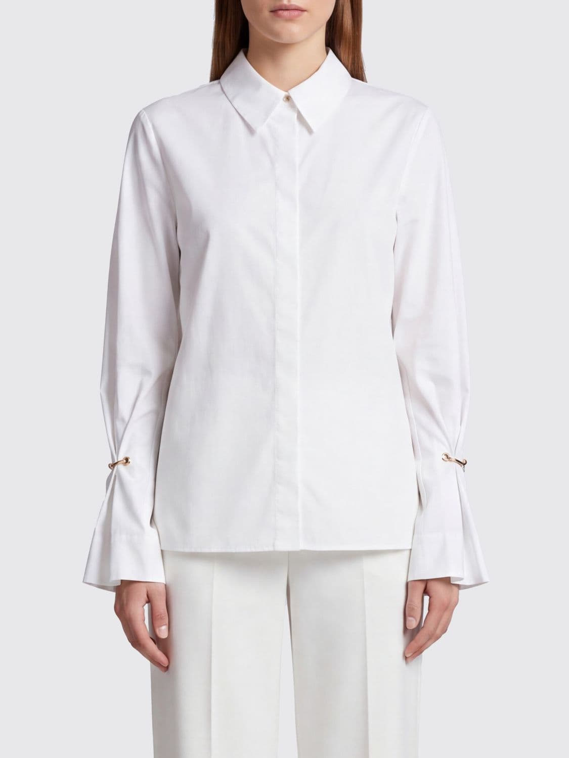 Erika Cavallini Slim Fit Cotton Shirt with Flared Cuffs